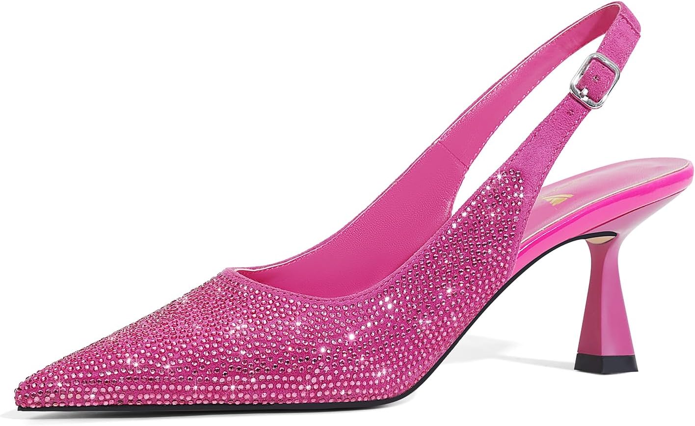 LOCERICH Women's Kitten Heels Slingback Low Heel Dress Shoes