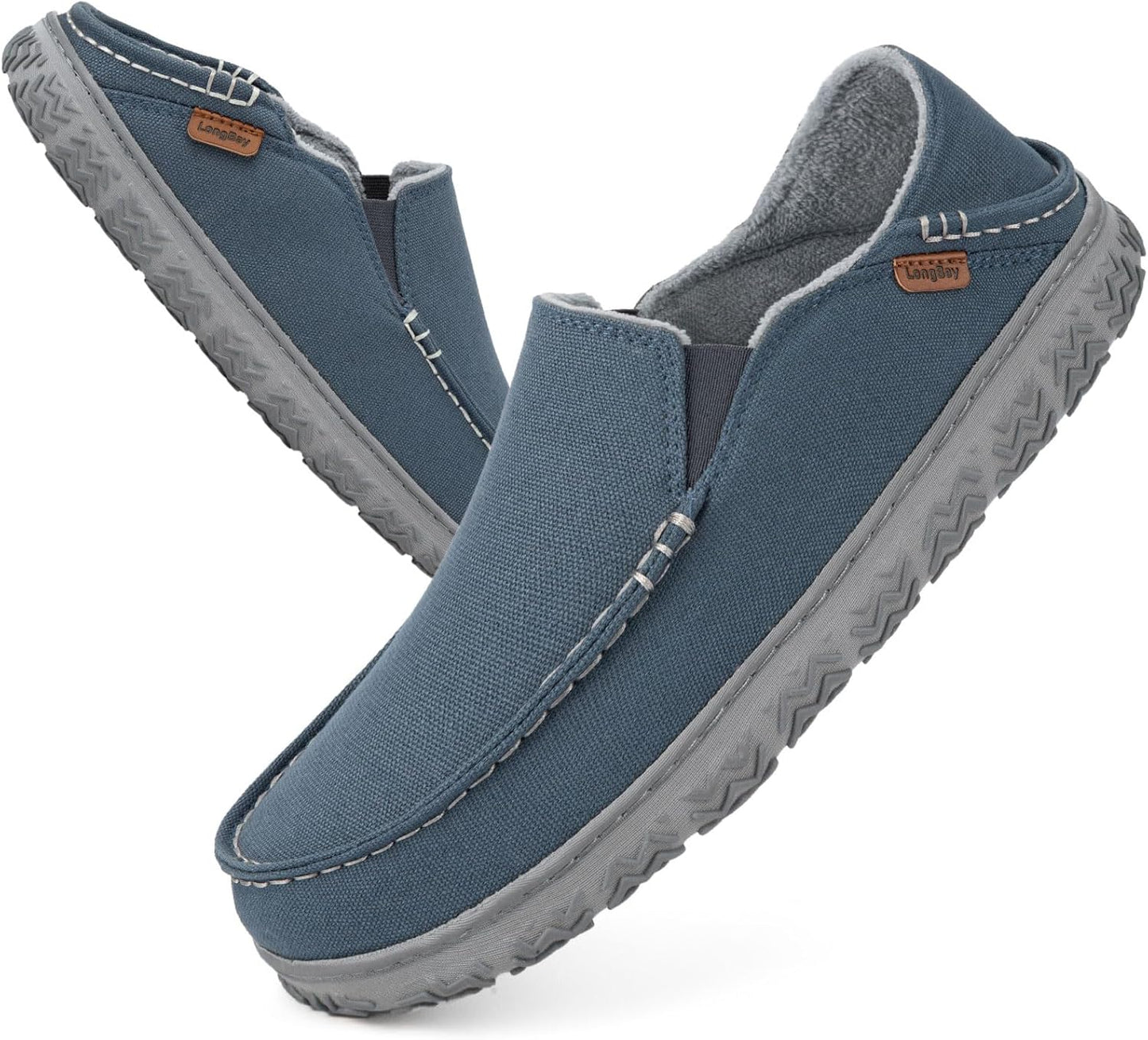 LongBay Men's Moccasin Slippers with Cozy Memory Foam Comfort