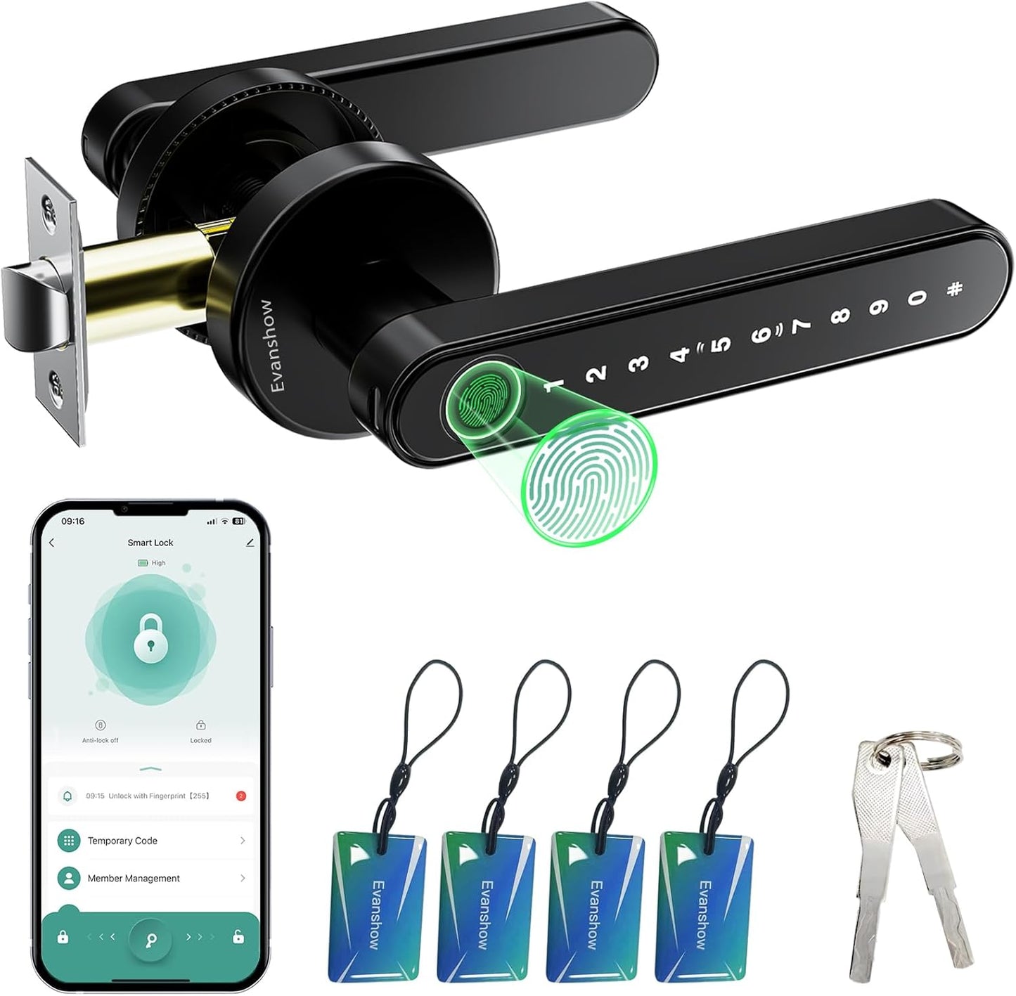 Smart Door Lock with Knob for Keyless Entry and Security