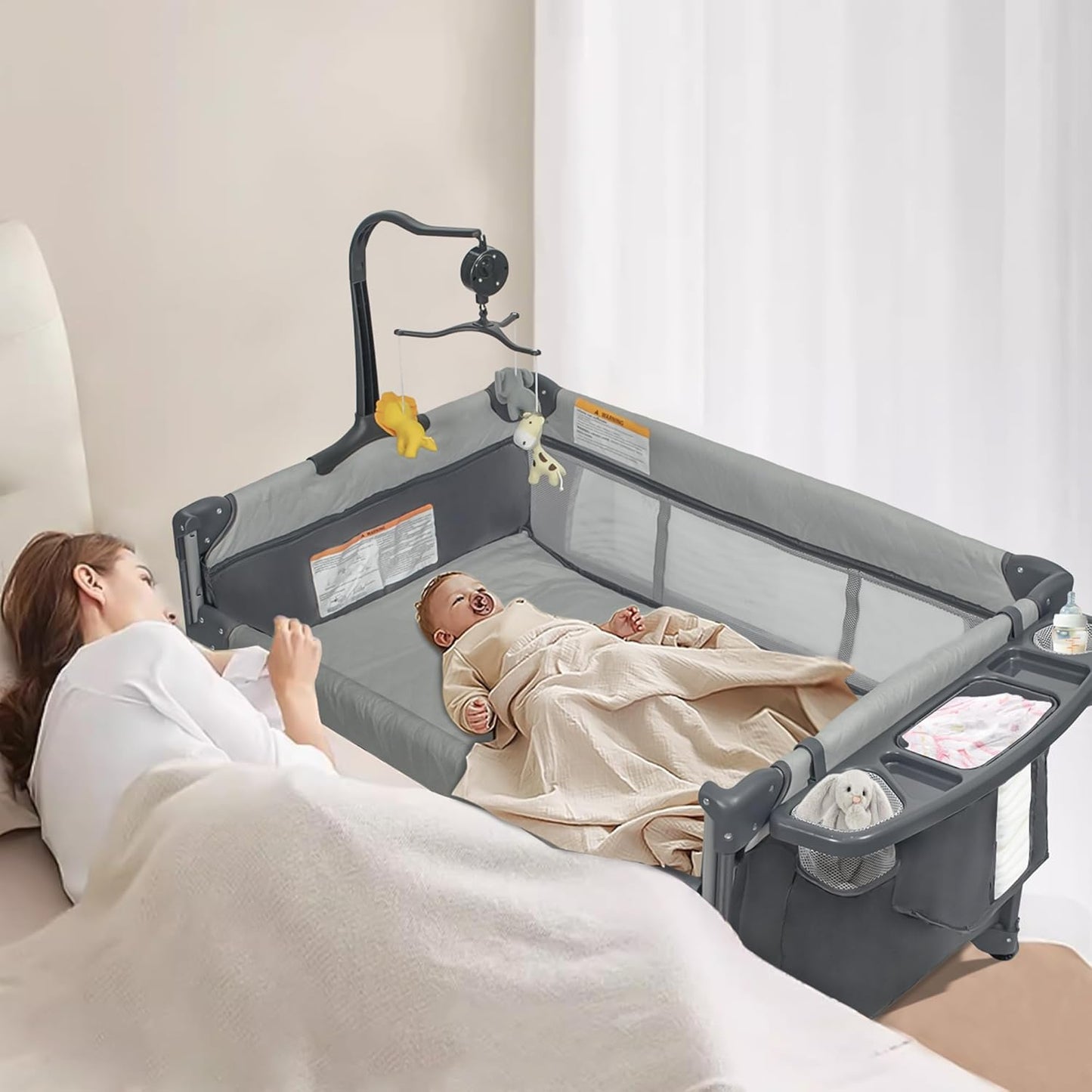 5-in-1 Pack and Play Baby Bassinet with Changing Table