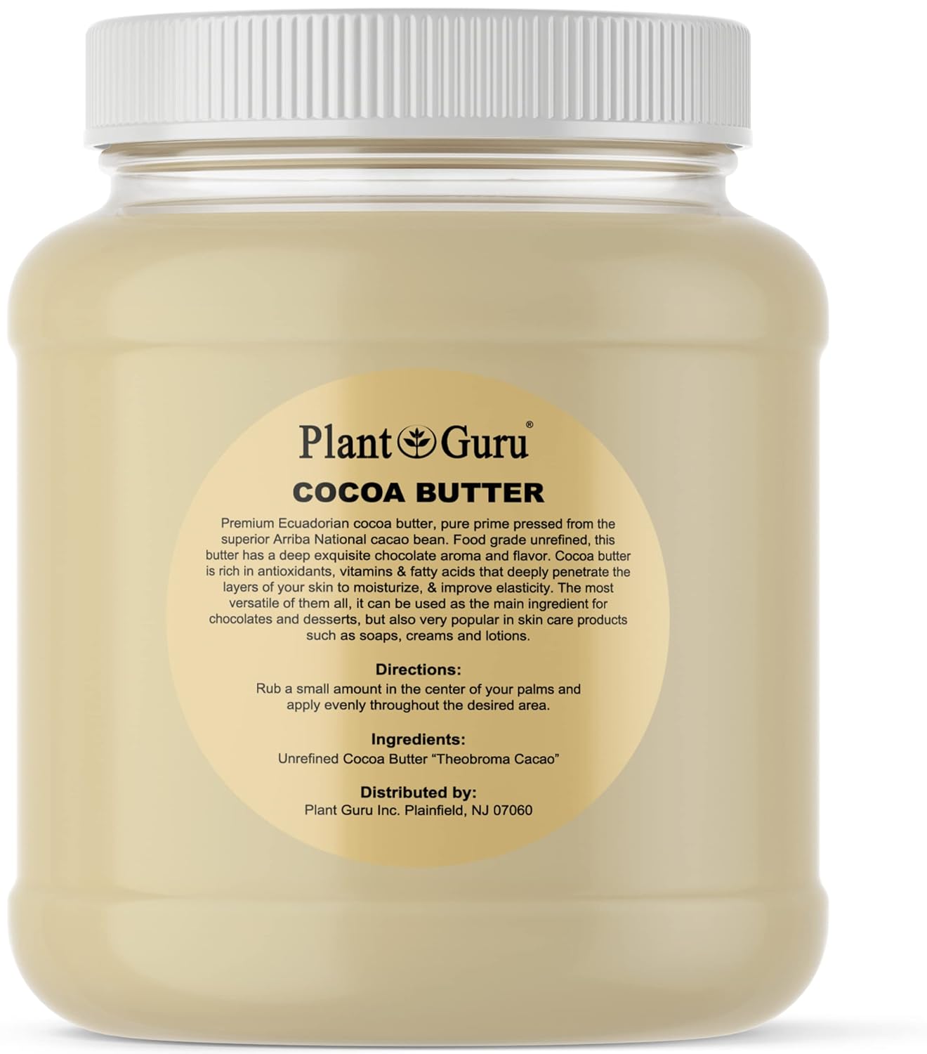 Plant Guru Raw Cocoa Butter - 100% Pure Natural Unrefined