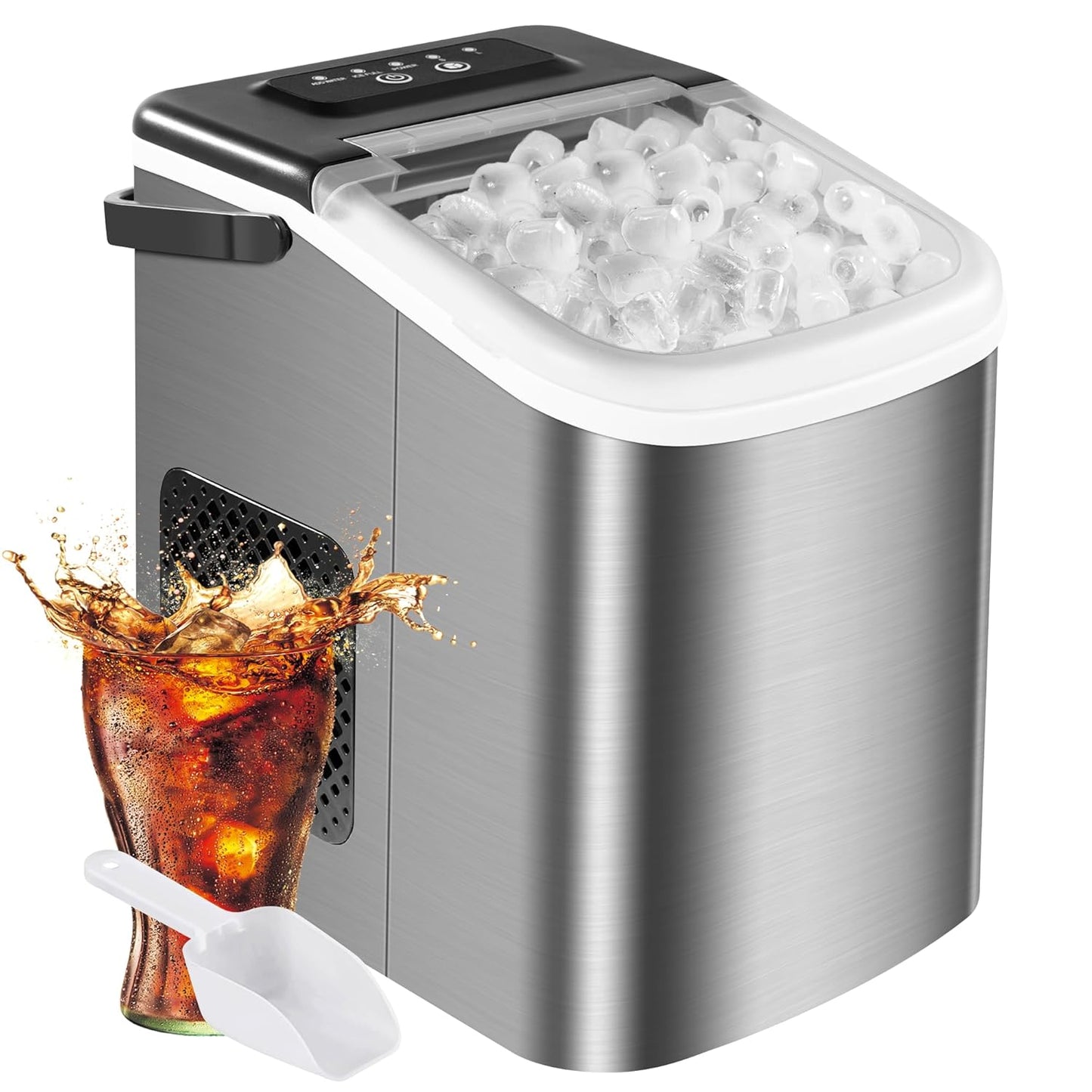 MAXEVE Portable Ice Maker: 34LBs/24H, 2 Ice Sizes, Fast 6 Min Cycle, Self Cleaning