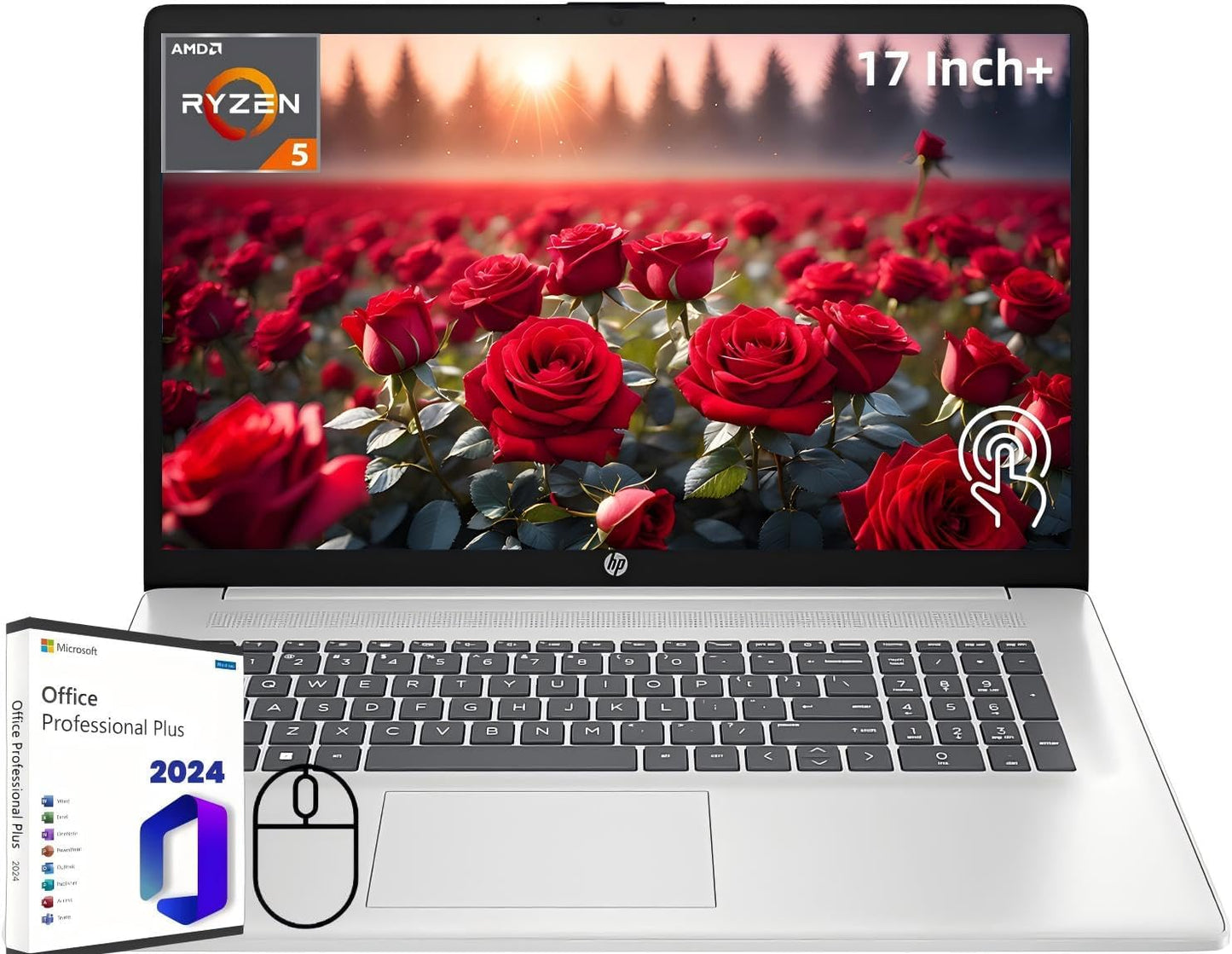 HP 17 Touch Laptop: Lifetime Office 2024, Ryzen 5, 32GB RAM, 1TB SSD