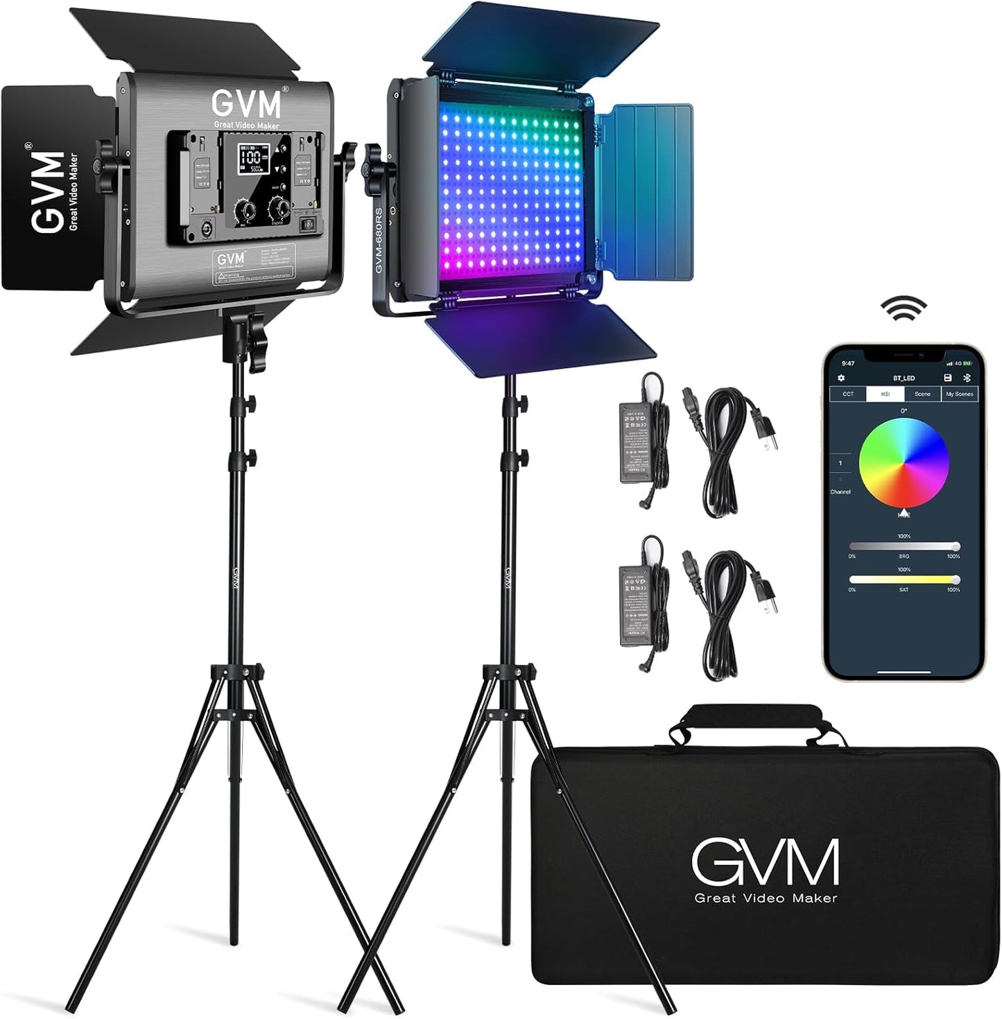 GVM RGB LED Video Light Kit for YouTube Studio and Streaming