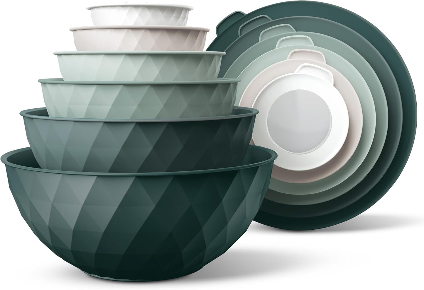 Mixing Bowls with Lids - 12 Piece Plastic Nesting Bowls Set