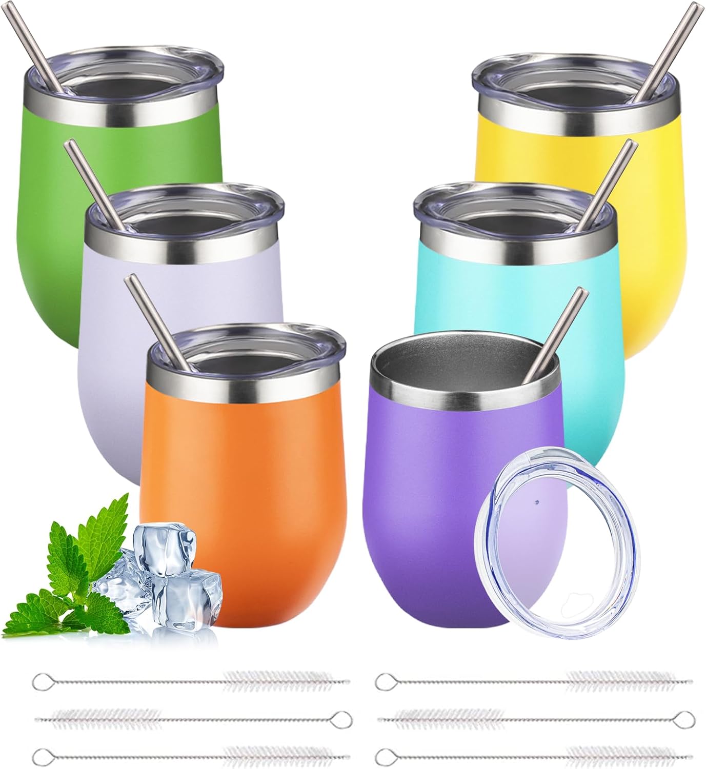 12oz Stemless Wine Tumbler with Lid for Hot and Cold Drinks