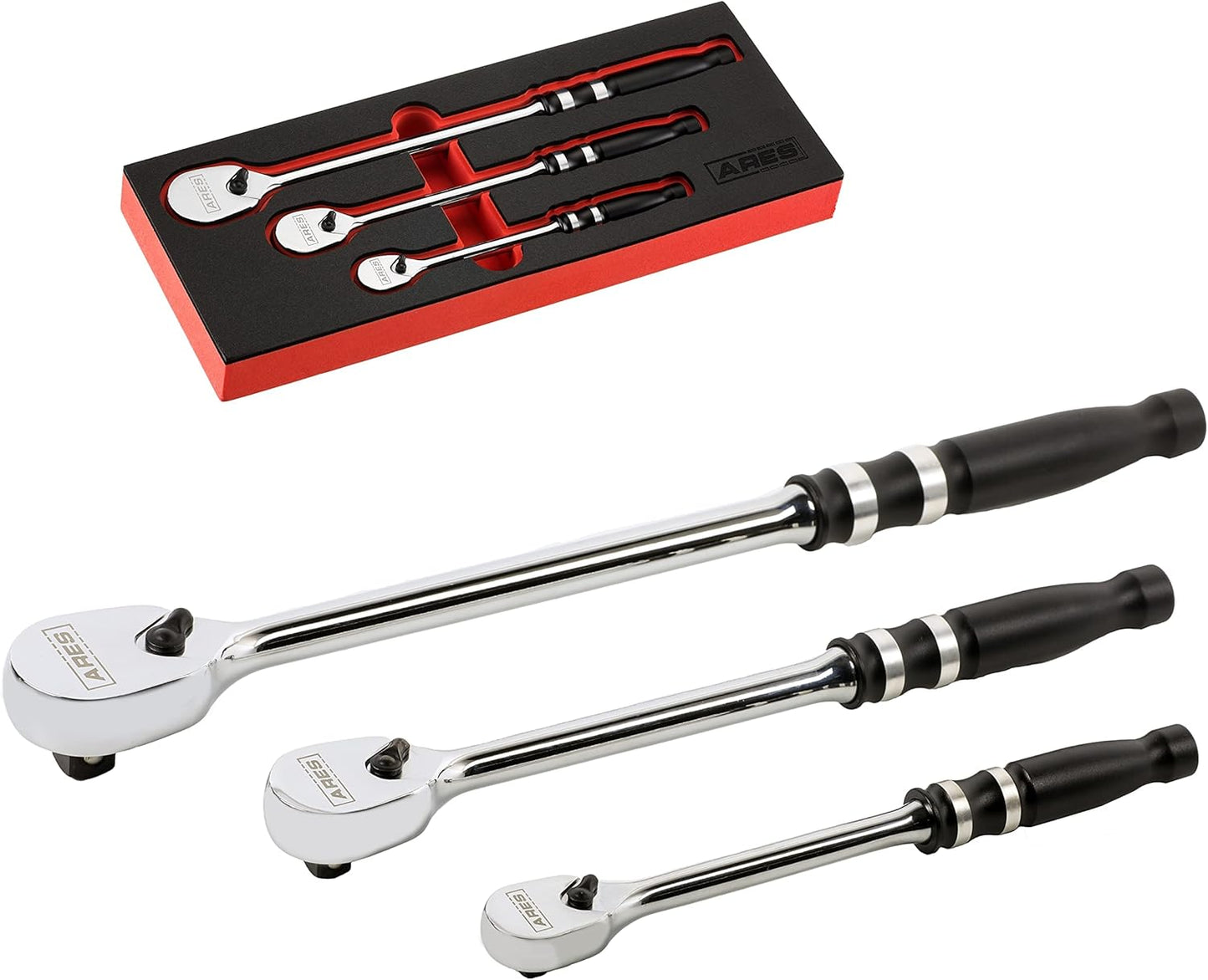 ARES 42083 90 Tooth Ratchet Set with Ergonomic Handles