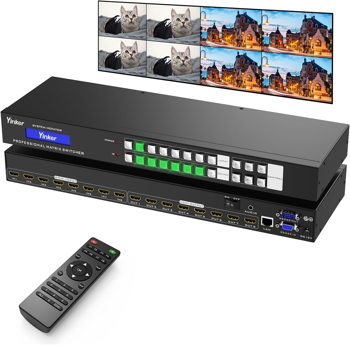 4K HDMI Matrix Switch 8x8 with Web Control and Audio Extractor