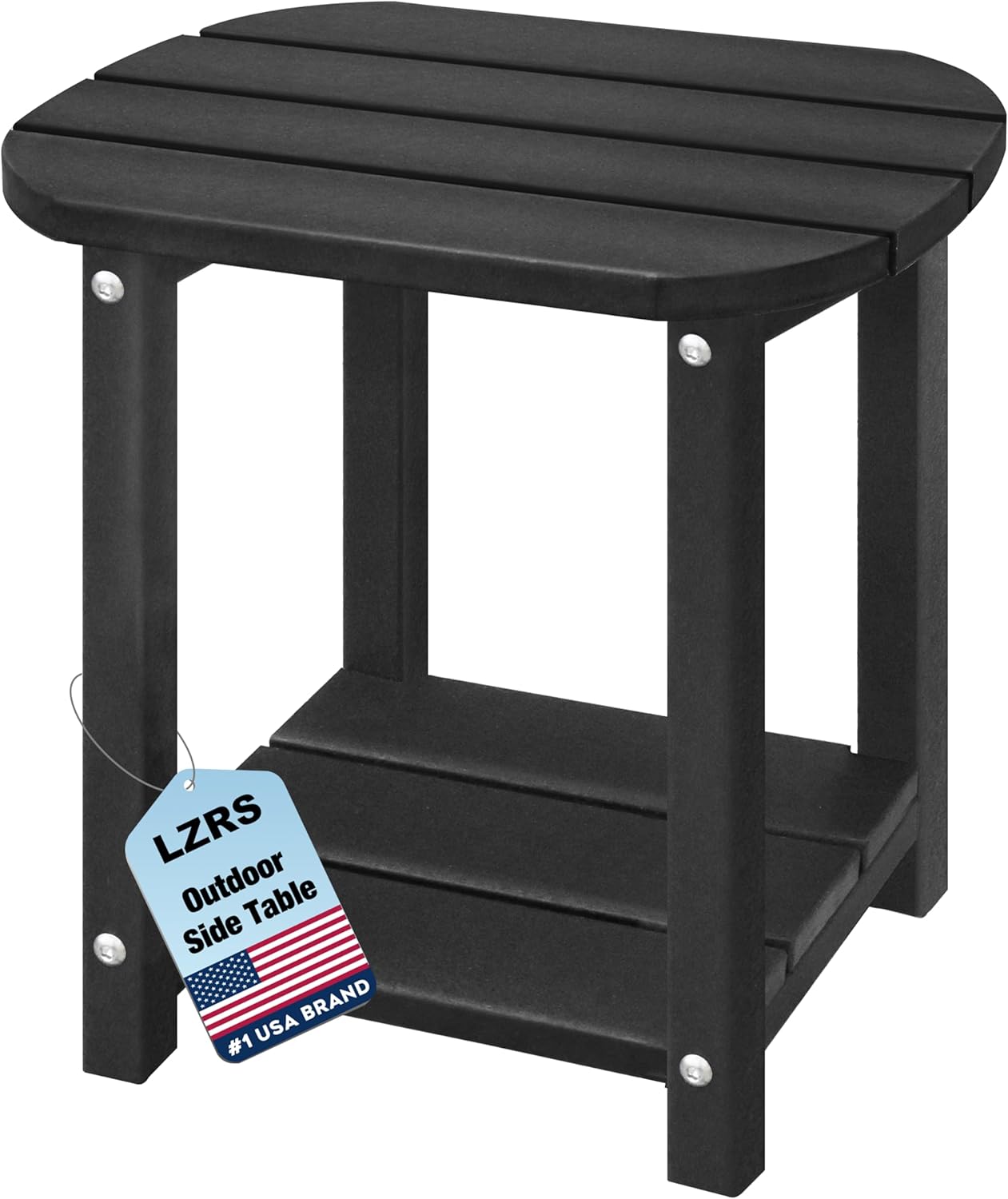 LZRS Outdoor Side Table - 2-Tier HDPE Patio End Table for All Seasons