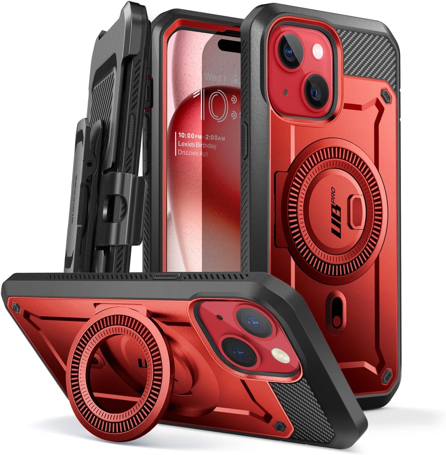SUPCASE iPhone 15 Case with Stand and Built-in Screen Protector