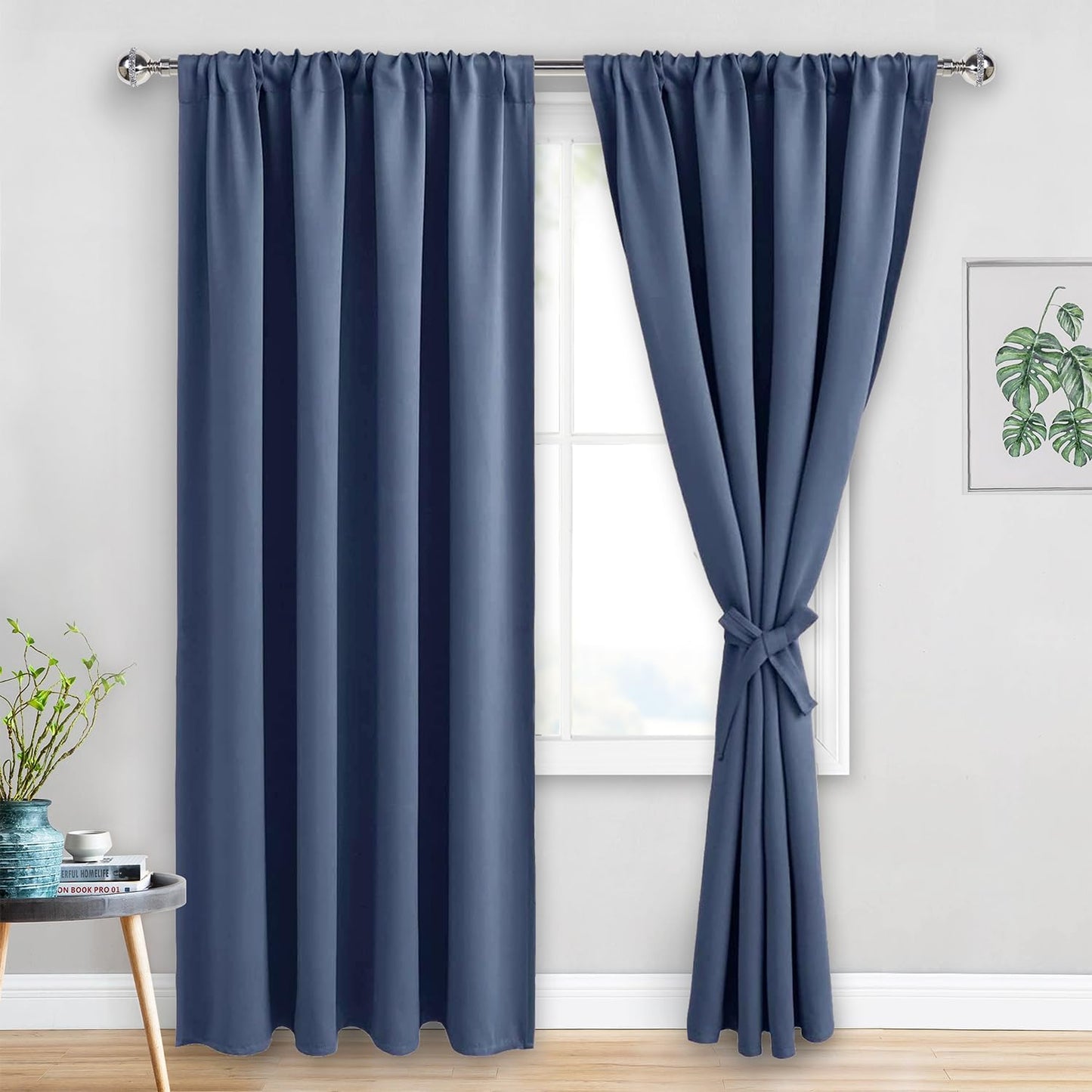 Dusty Blue Blackout Curtains for Bedroom - Thermal Insulated Panels