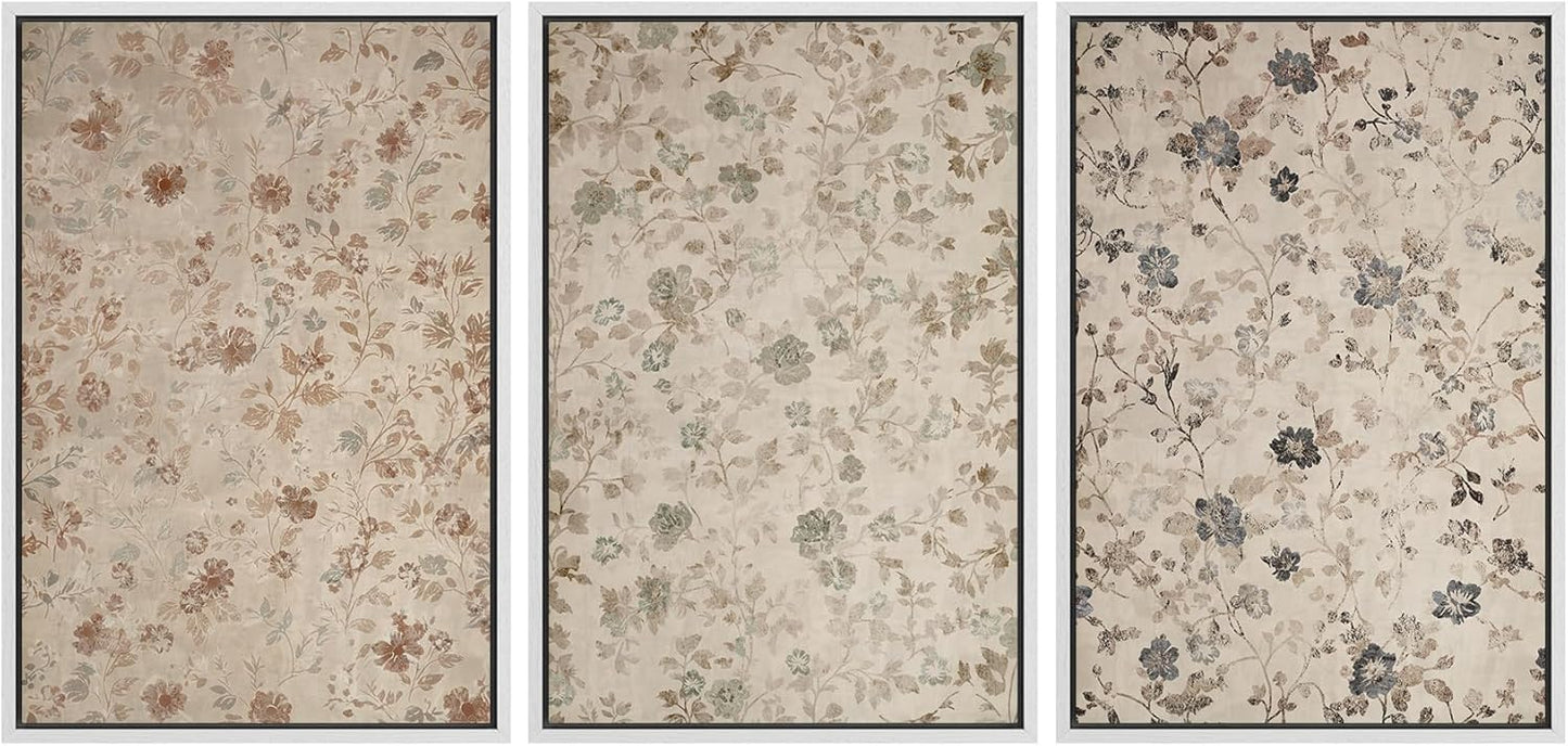 MUDECOR Framed Wall Art Print Set Vintage Floral Botanical Decor