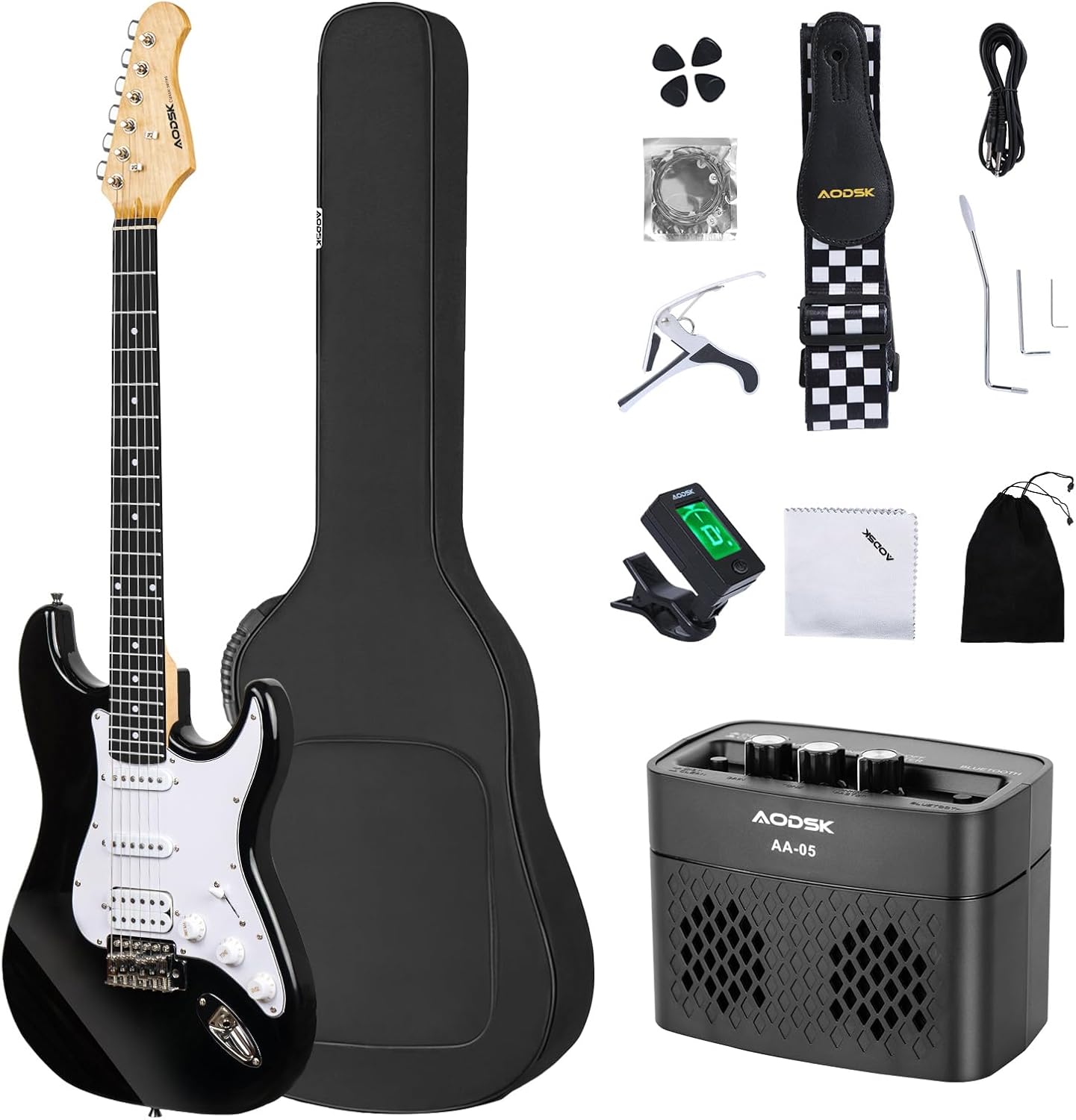 AODSK Electric Guitar Beginner Kit with Amp and Accessories