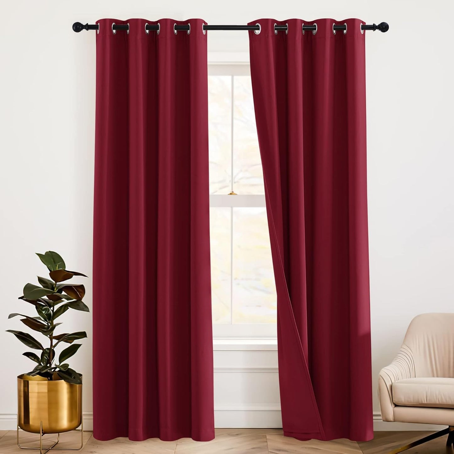 RYB HOME Soundproof Blackout Curtains for Bedroom and Studio