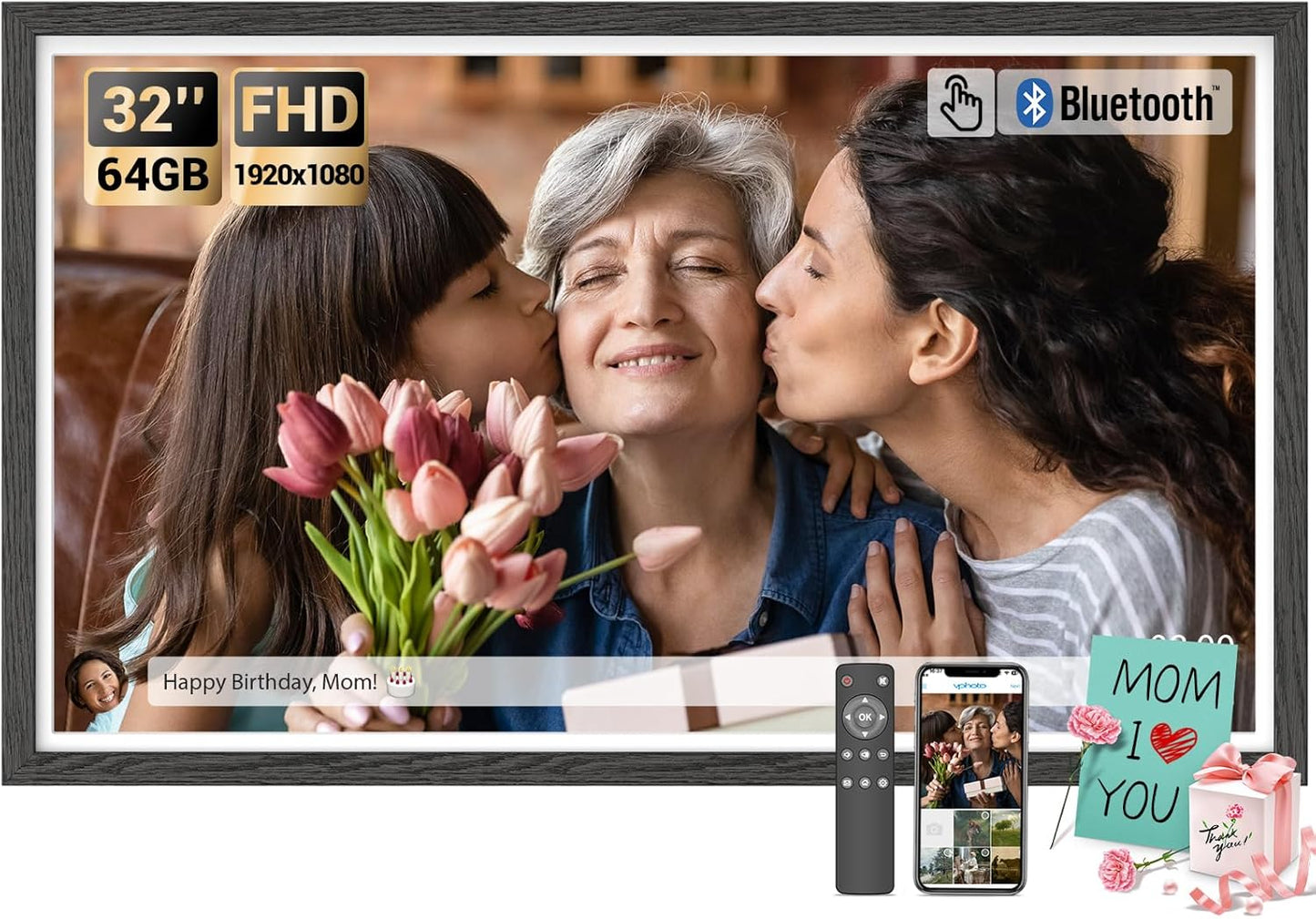 BSIMB 32 Inch Large Digital Picture Frame with Touchscreen