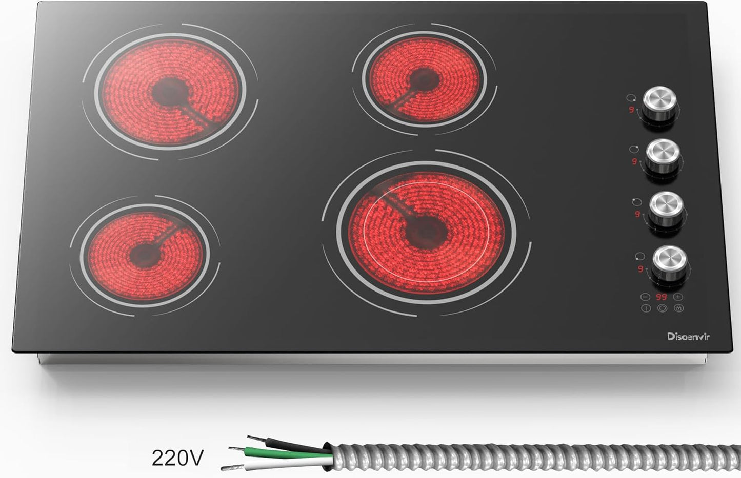 30 Inch Electric Cooktop 4 Burner with Timer and Safety Lock