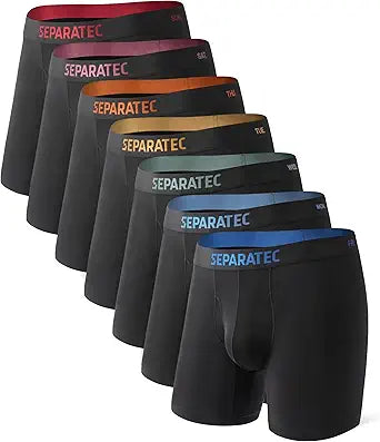 Separatec Men's Bamboo Rayon Boxer Briefs with Anti Chafing Pouch