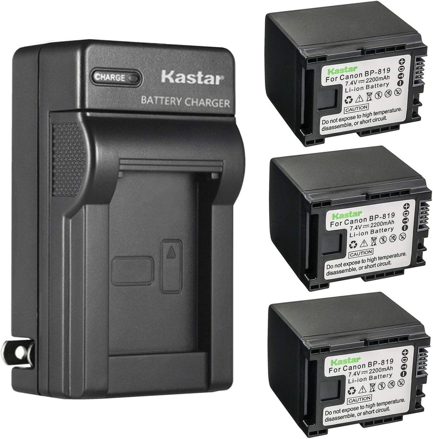 Kastar 3-Pack Battery and AC Wall Charger for Canon VIXIA