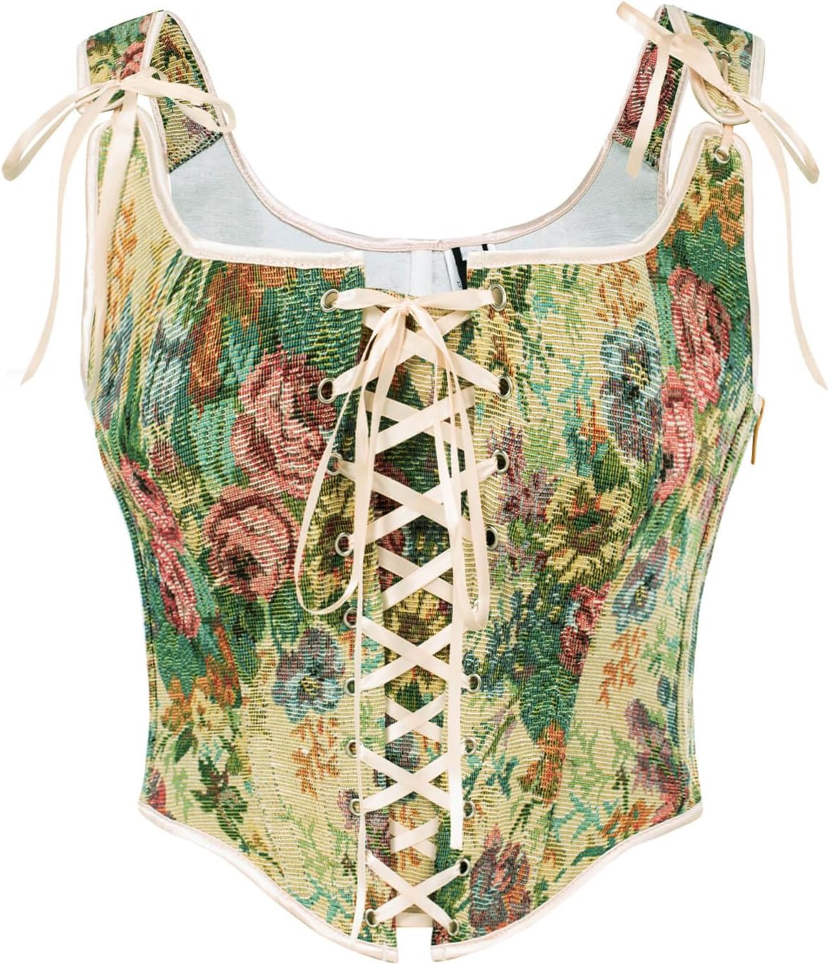 Renaissance Lace Up Floral Corset Tops for Women by Scarlet Darkness