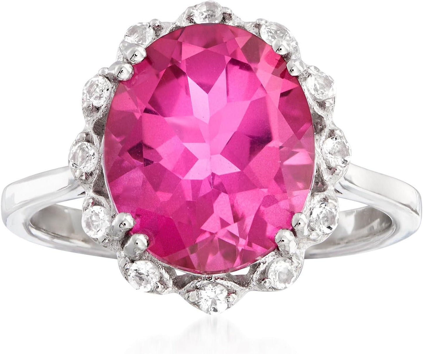 Stunning 5.95 ct. t.w. Pink and White Topaz Ring in Silver