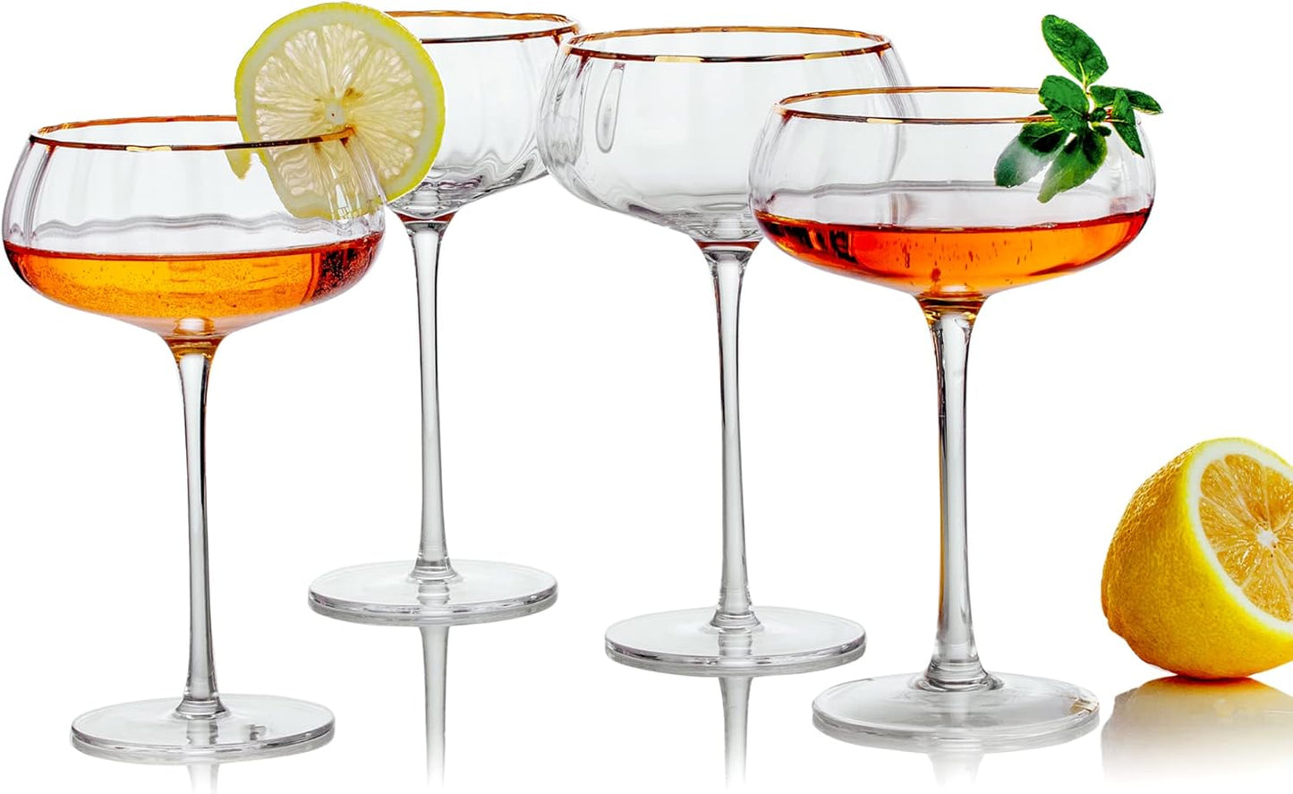 Lysenn Gold Rim Martini Glasses - Elegant Set for Cocktail Parties!