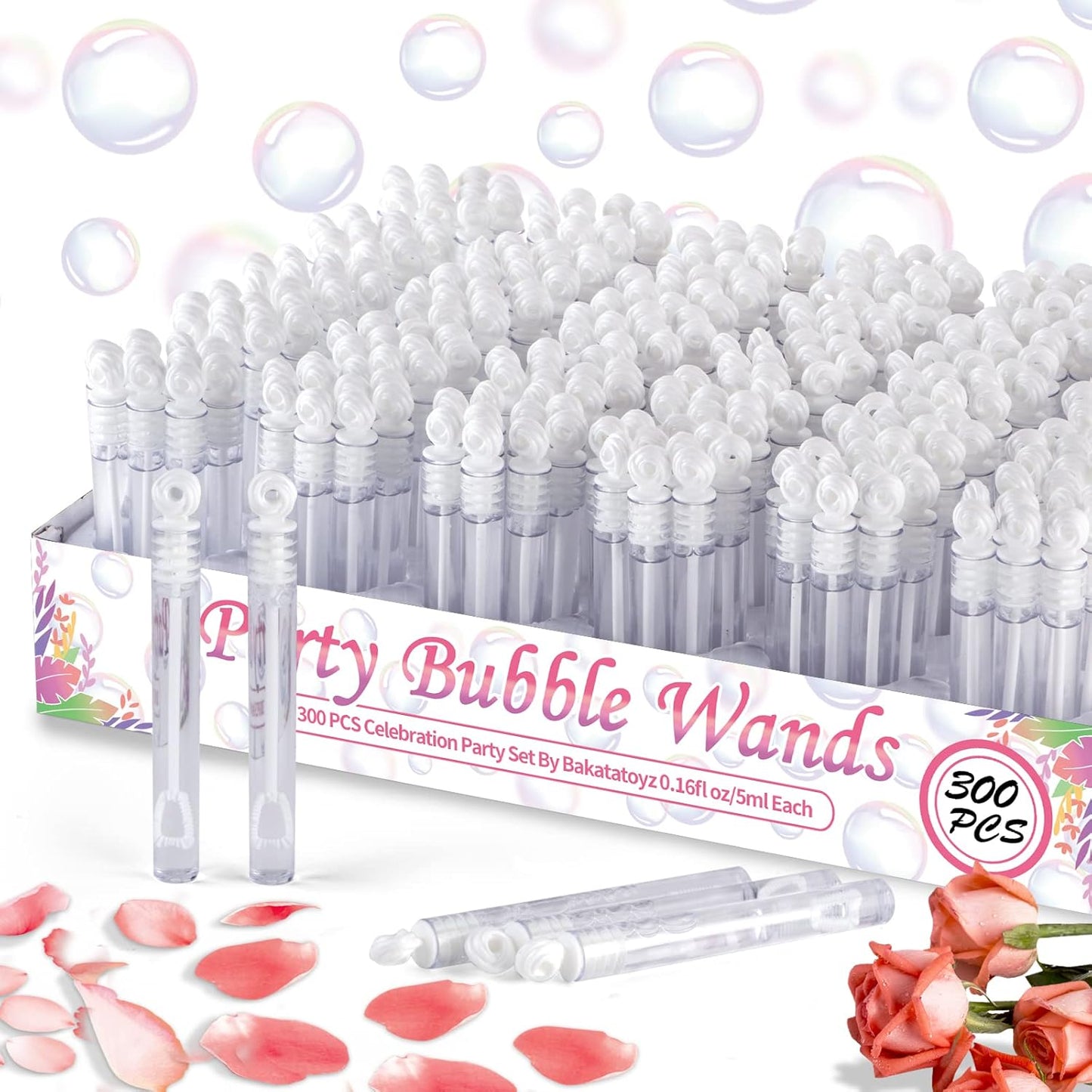 300 Pack Mini White Bubble Wands for Weddings and Celebrations