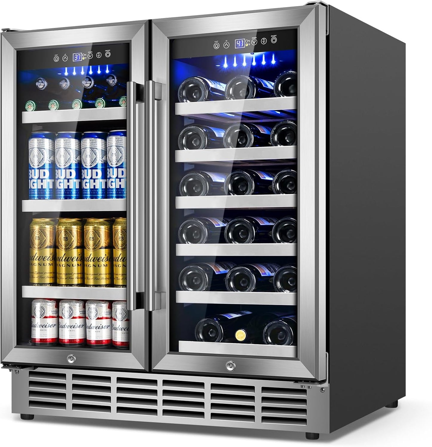30Inch Wine and Beverage Refrigerator - Dual Zone Cooler for Home