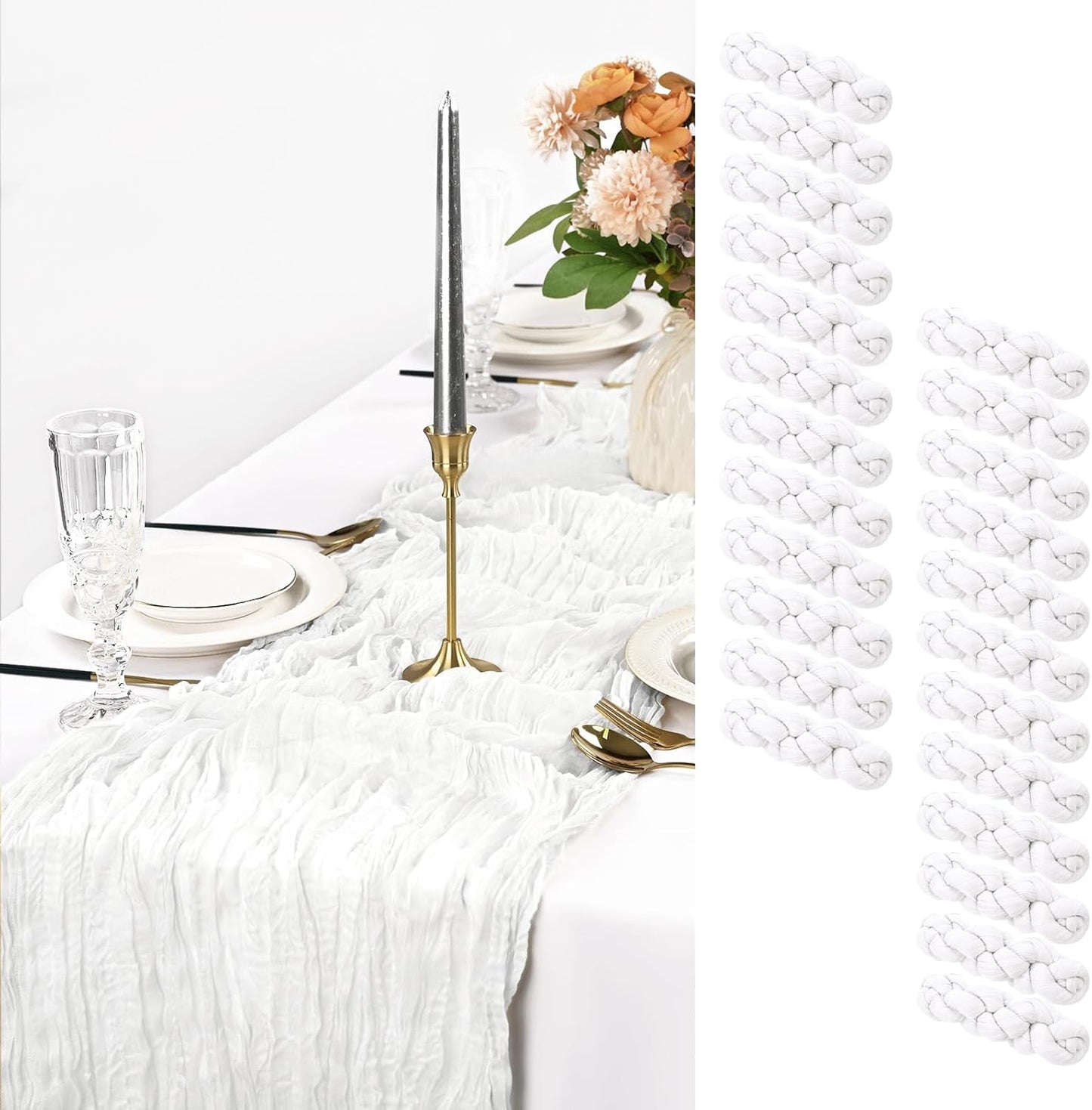 24 Pack White Cheesecloth Table Runner for Elegant Events