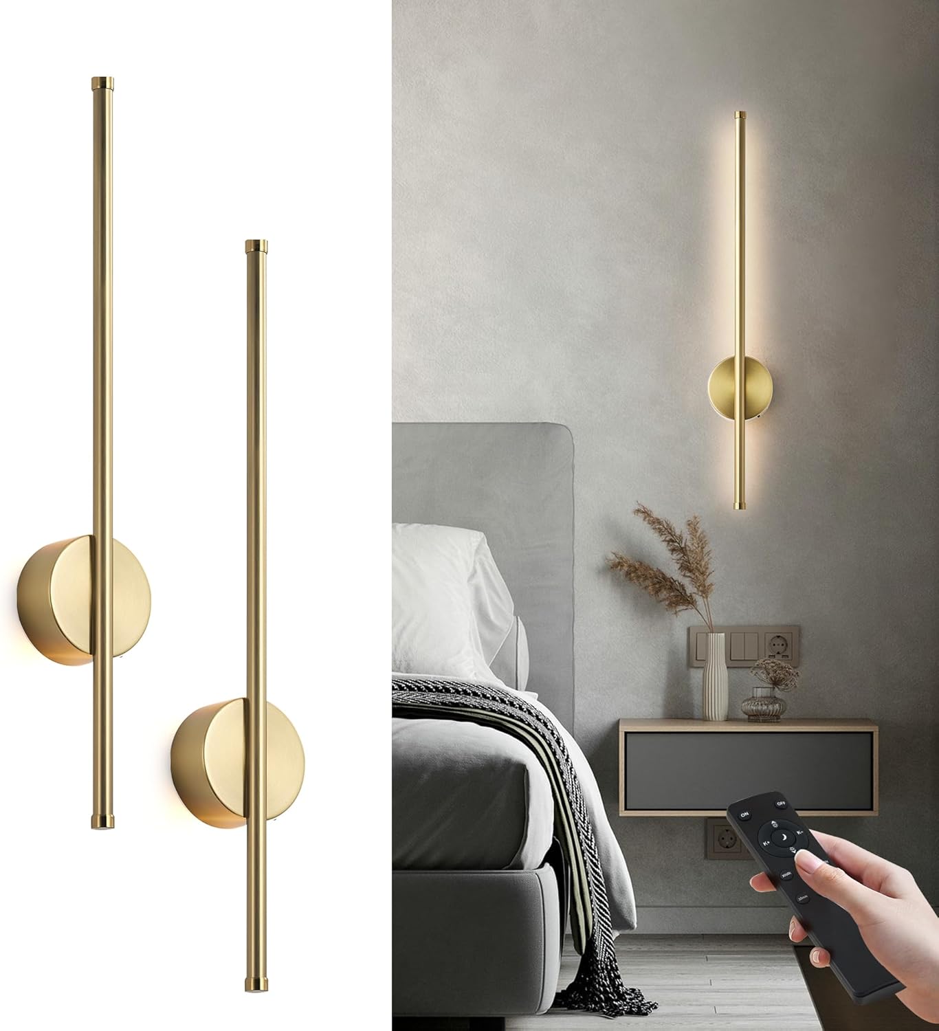 Battery Operated Modern Wall Sconces with Remote Control Set