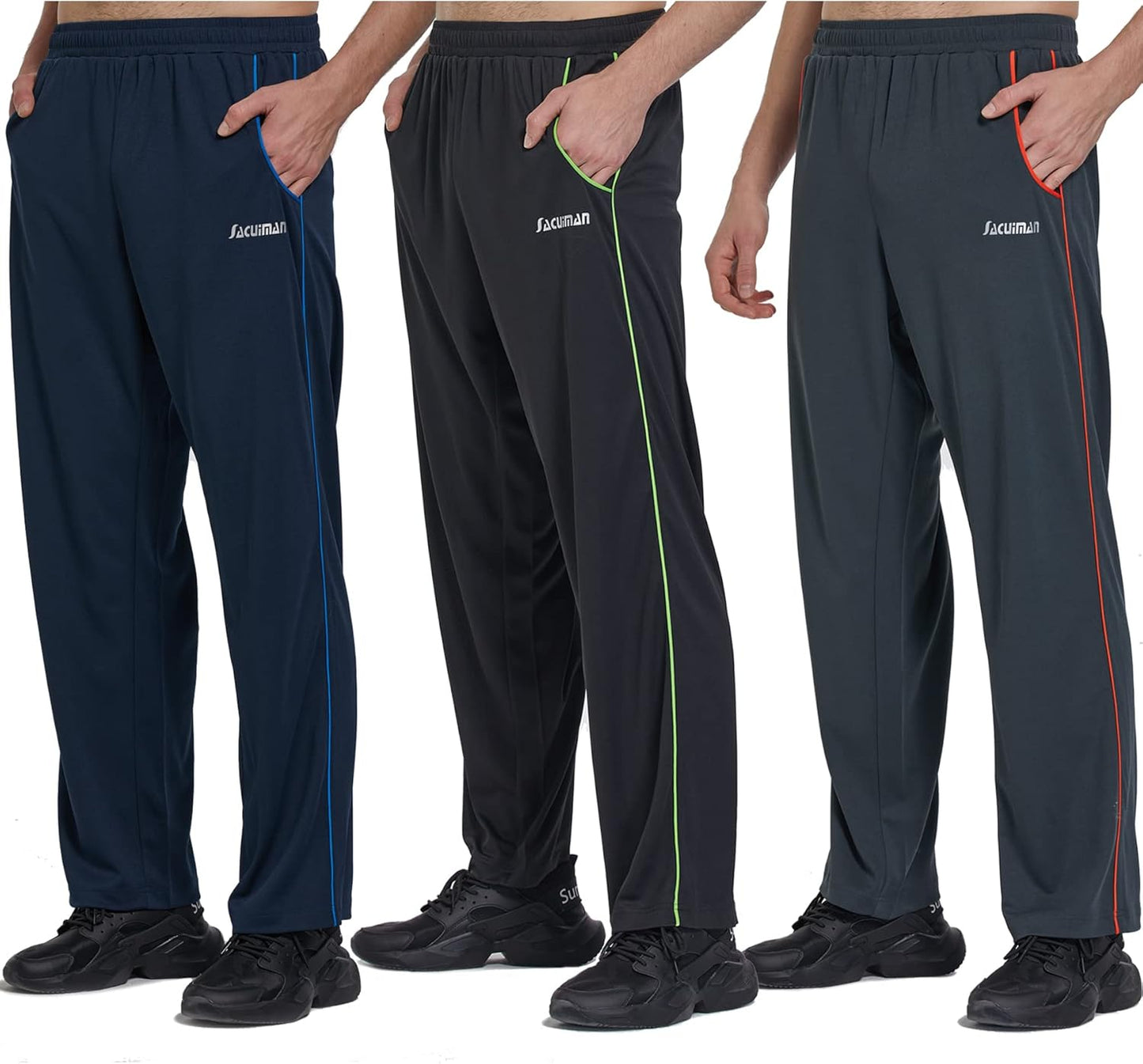 SACUIMAN Mens Sweatpants with Zipper Pockets for Workouts