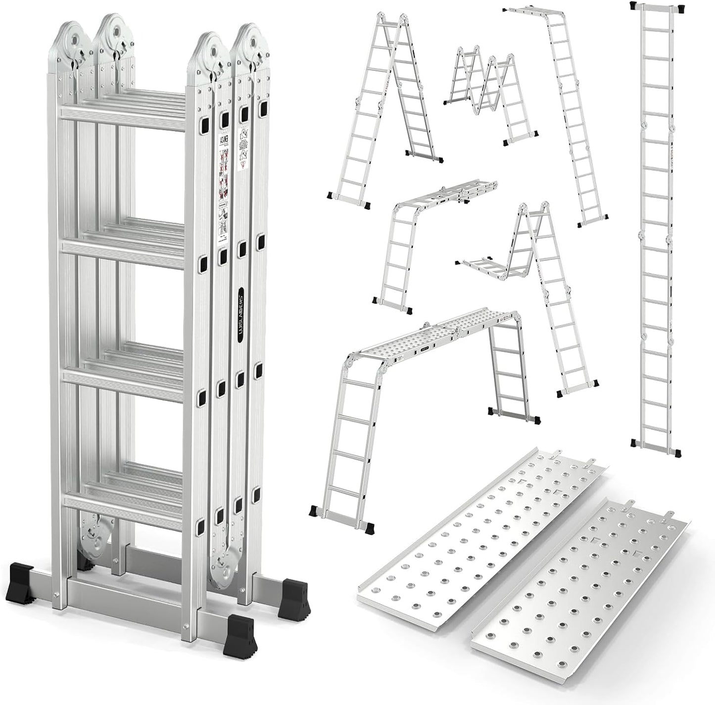 15.5FT Folding Ladder Multi-Purpose Aluminium Extension Tool