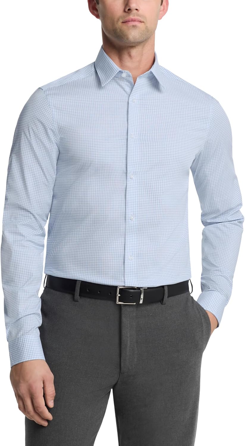 Calvin Klein Men's Slim Fit Non Iron Herringbone Dress Shirt