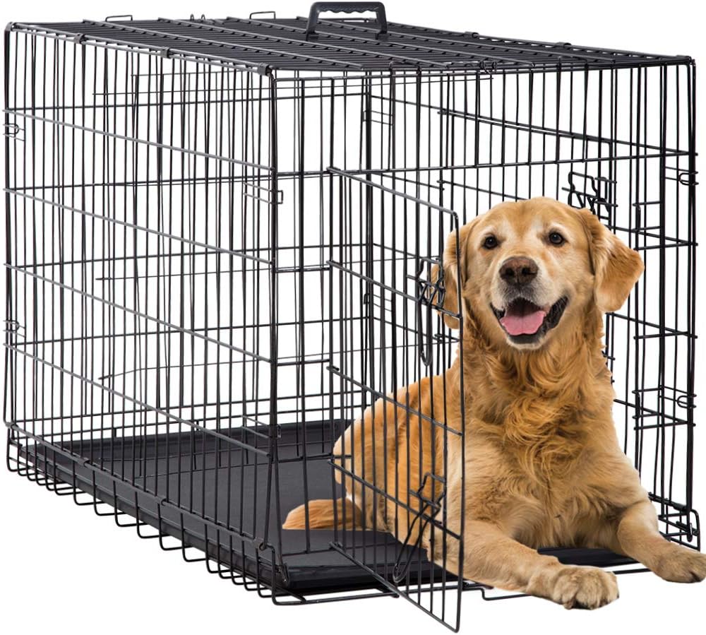BestPet 42in Dog Crate - Foldable Metal Kennel for Large Breeds