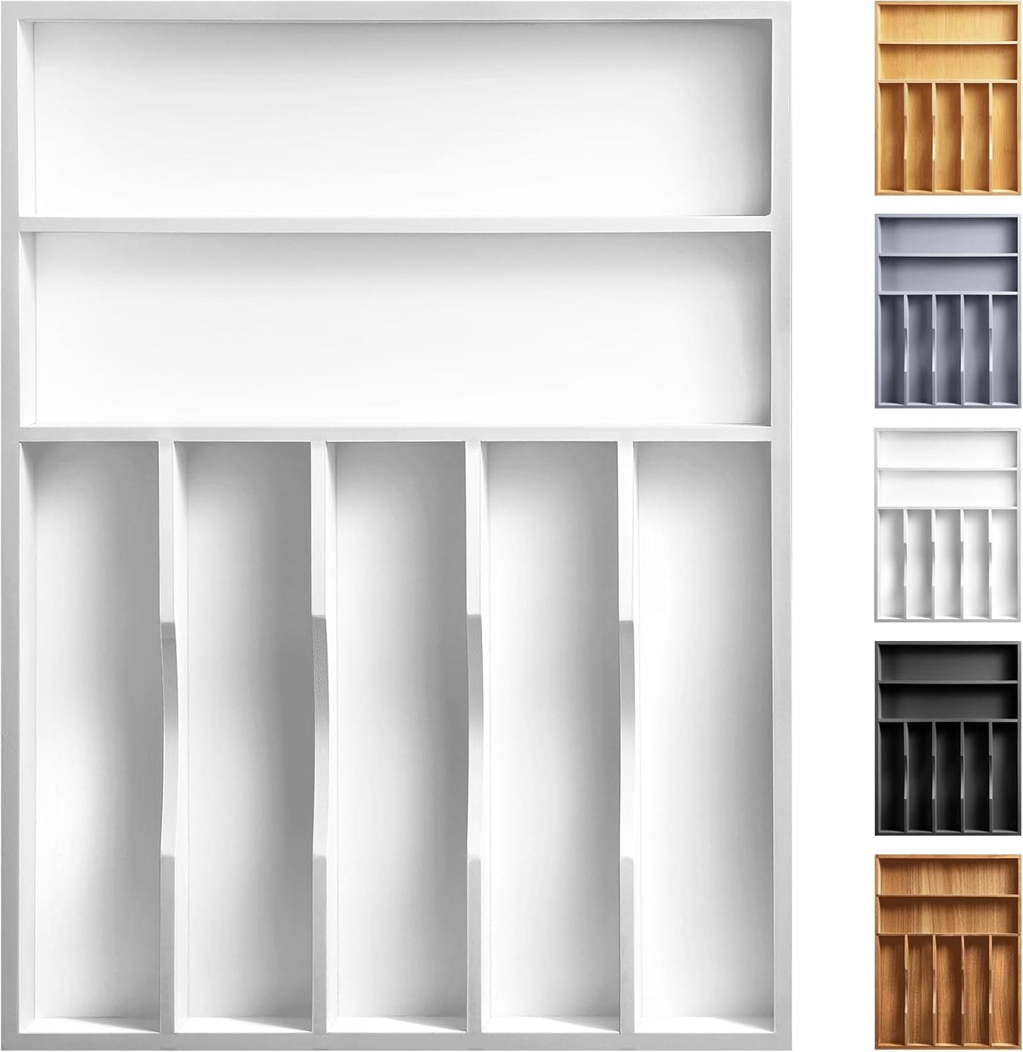 Bamboo Silverware Organizer for Kitchen Drawers - 7 Slot Tray