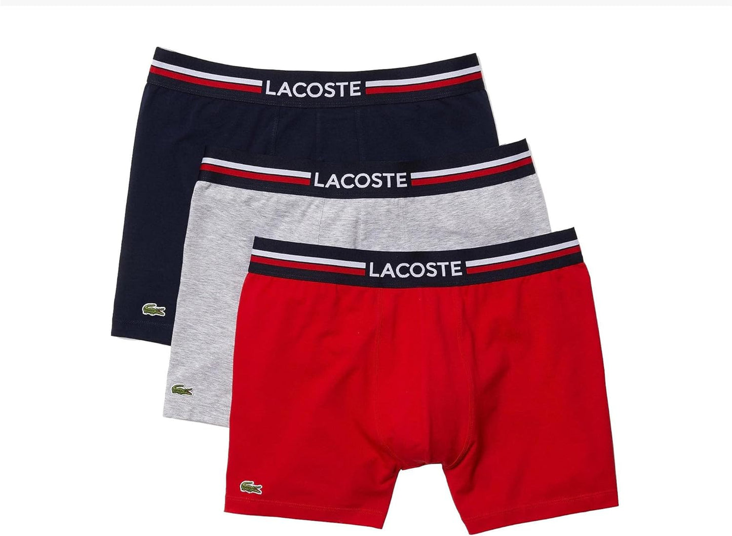 Lacoste Men's Cotton Stretch Big Croc Print Trunks, 3-Pack Review