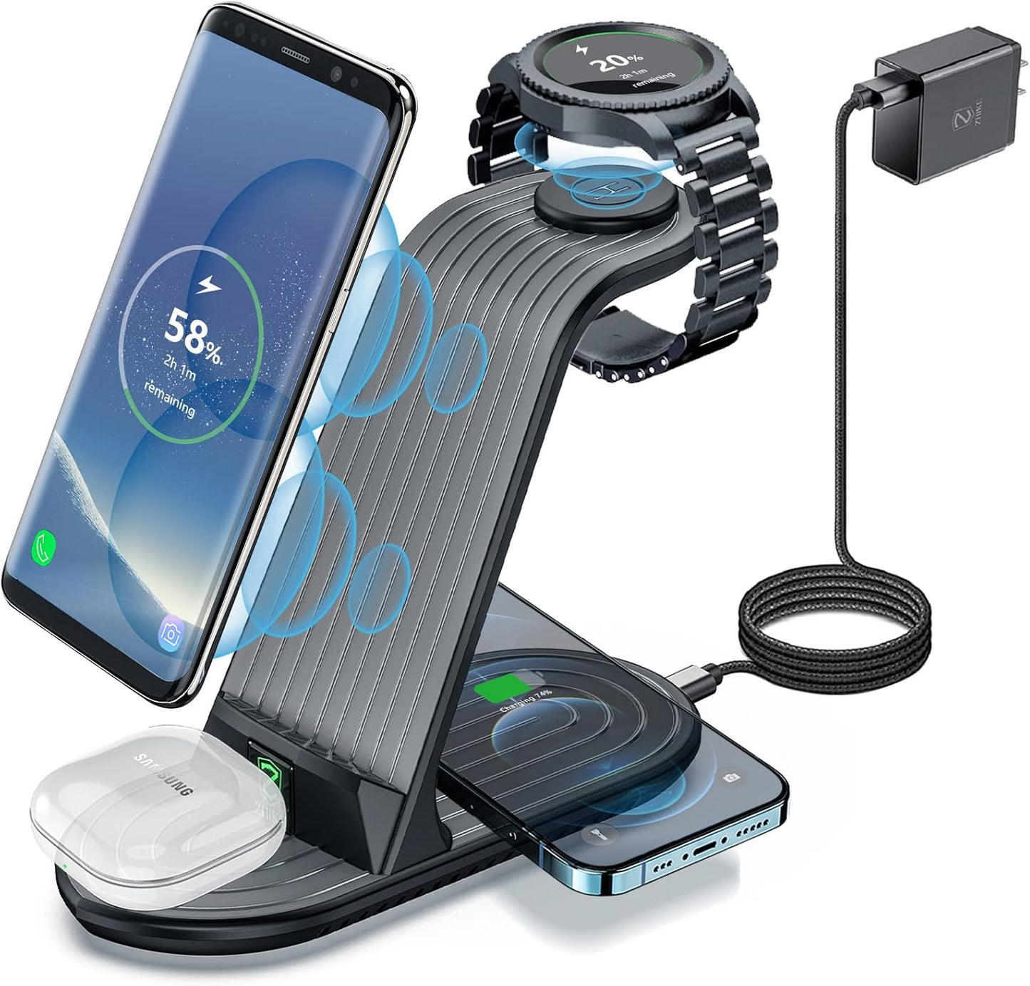 ZHIKE 4-in-1 20W Wireless Charger Stand