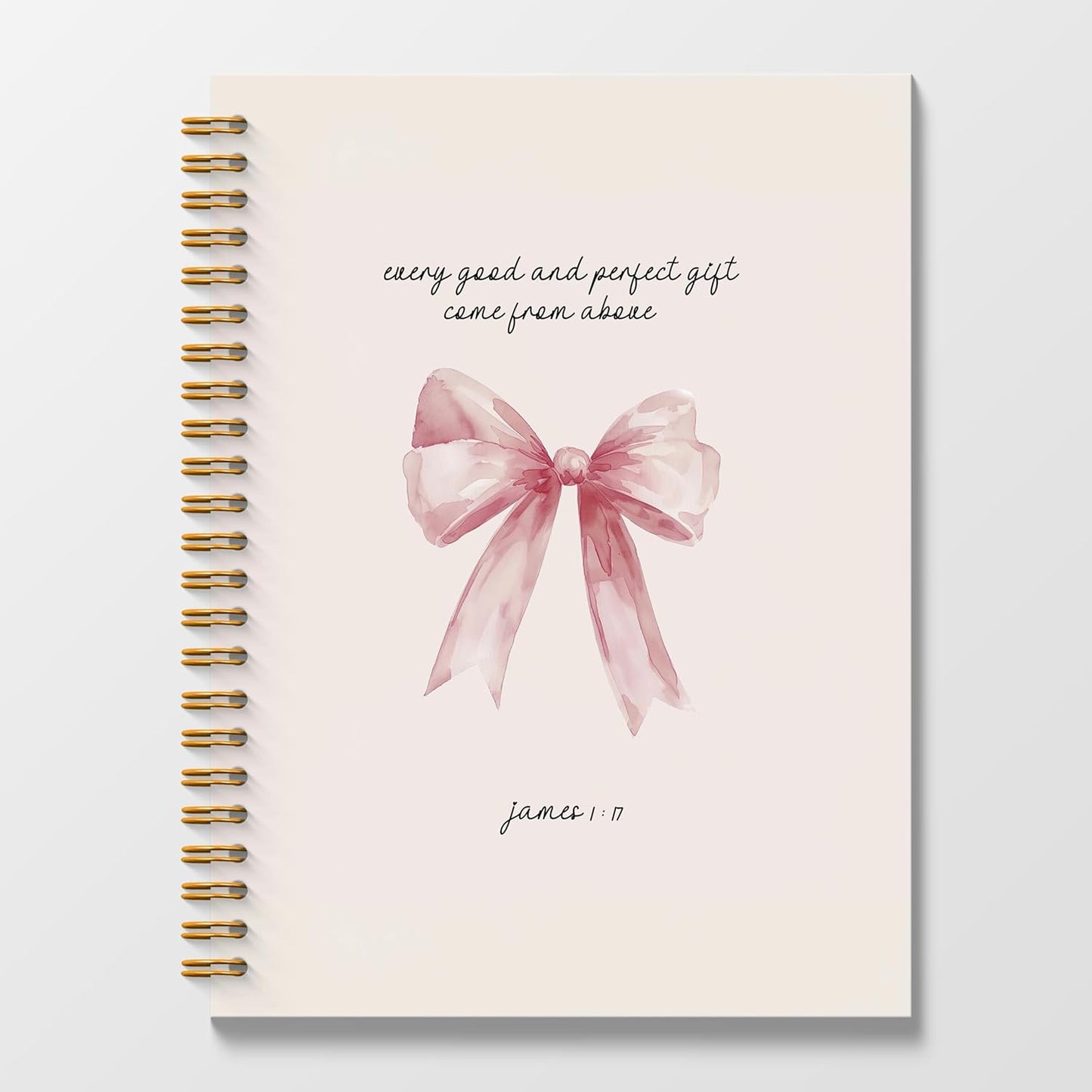 Pink Bow Bible Journal 5.5x8.3, Coquette Spiral Notebook for Women - Poecinvi
