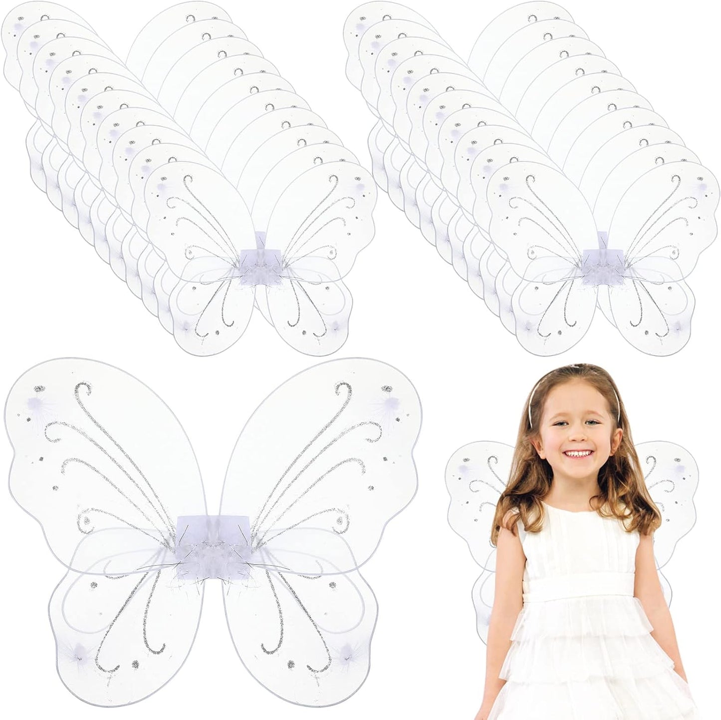 Chivao 20 Pieces Fairy Wings for Kids Birthday Wedding Decor