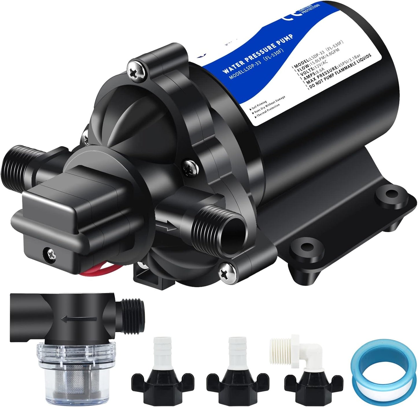 12V RV Water Pressure Booster Pump for Marine and Garden Use