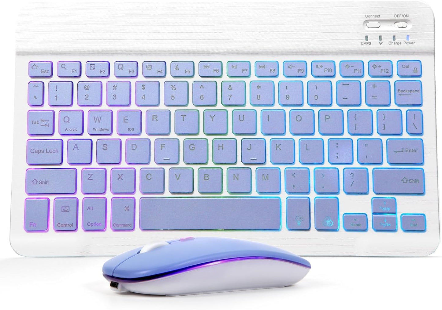 7-Color Backlit iPad Keyboard & Mouse Combo - Rechargeable Wireless Set