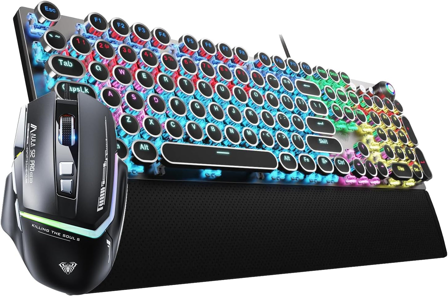 AULA Gaming Keyboard Mouse Combo: Typewriter Style + RGB Backlit