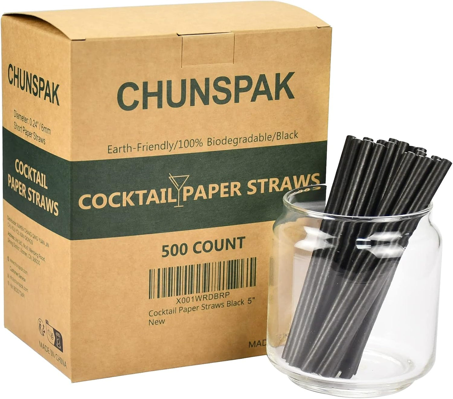 500ct Biodegradable Black Cocktail Straws - Eco-Friendly & Stylish!