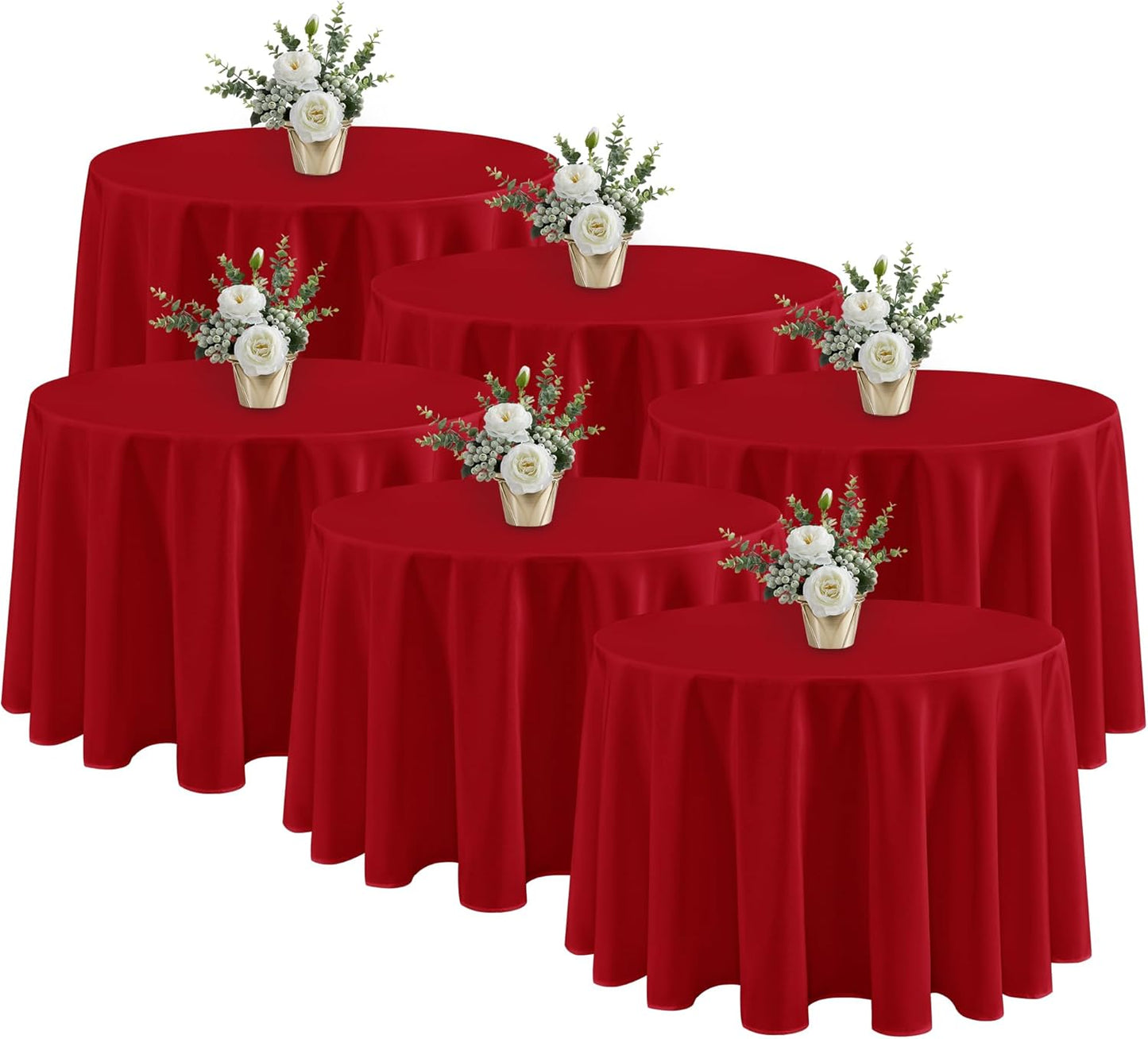 Fitable 6 Pack Red Round Tablecloths - Perfect for Any Event