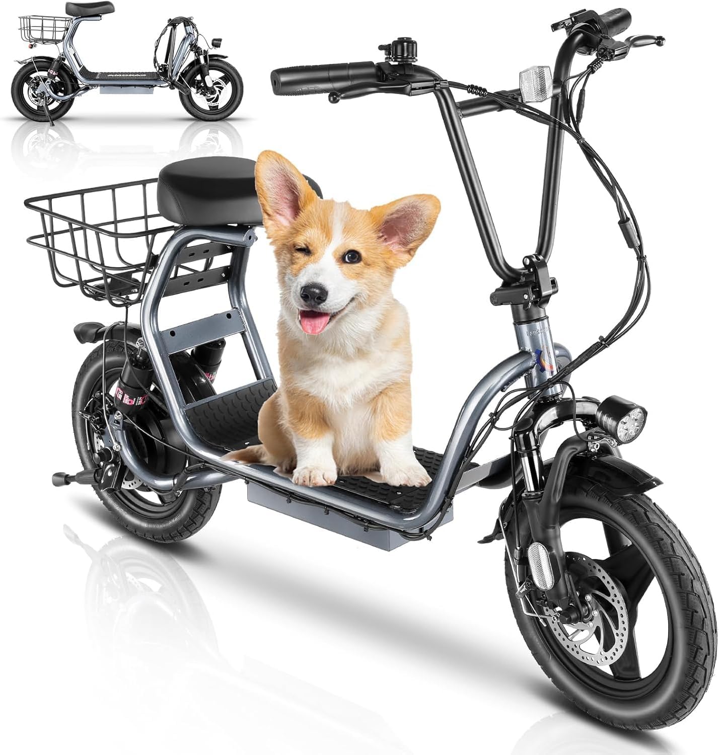 Caroma Electric Scooter with Seat: 14in Tire, 1200W Power