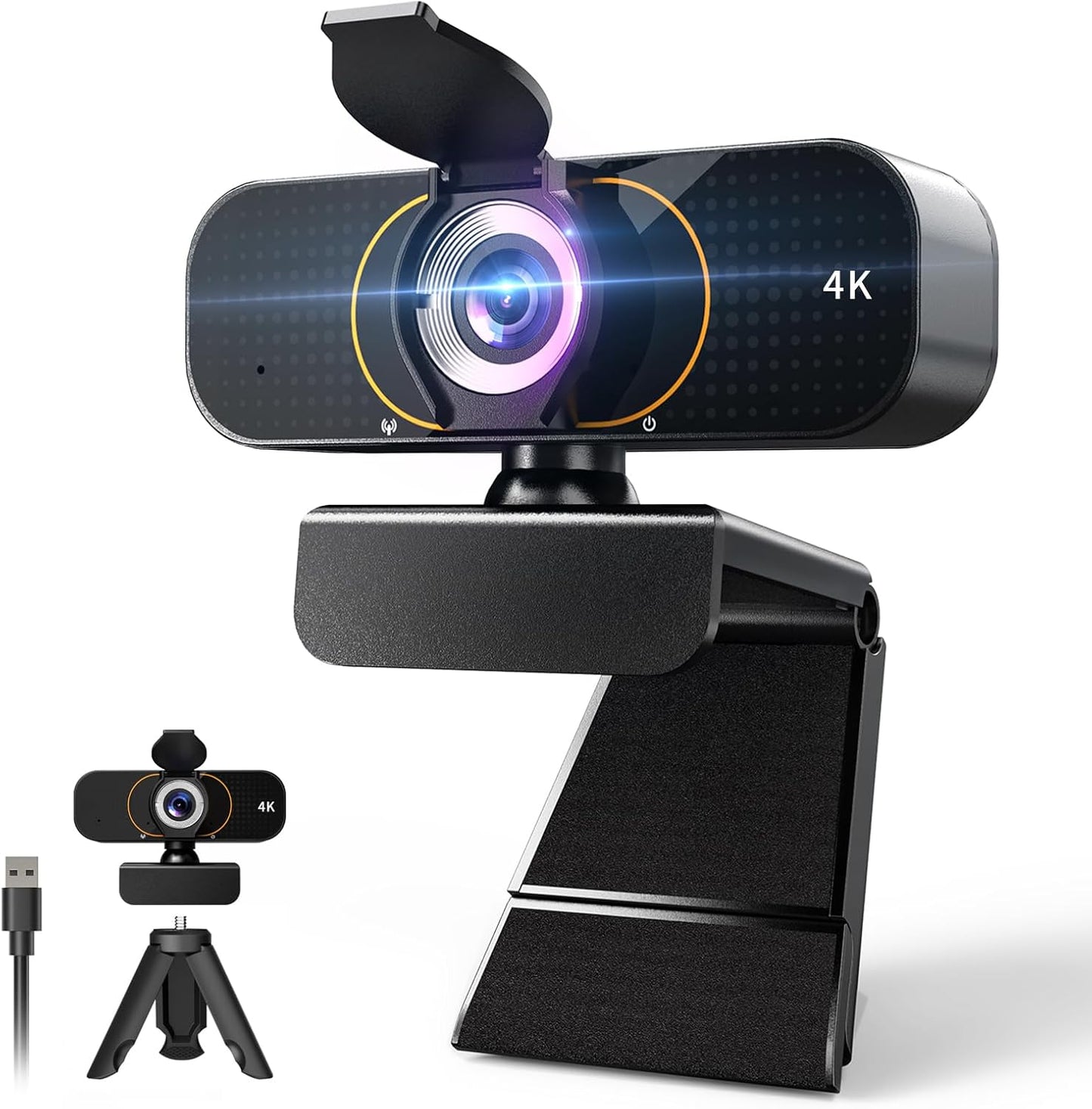 4K Webcam for PC with Microphone and Light Correction Features