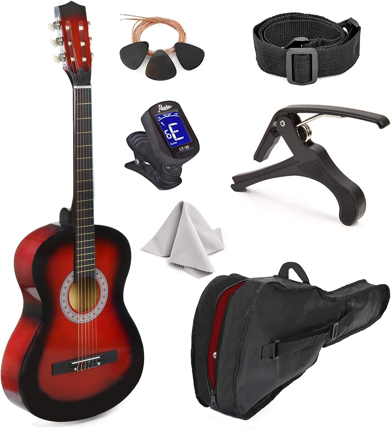 30in Wood Classical Guitar with Case for Kids and Beginners