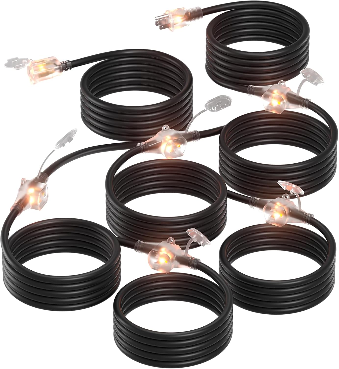 addlon 50FT Outdoor Extension Cord with 6 Outlets for All Uses