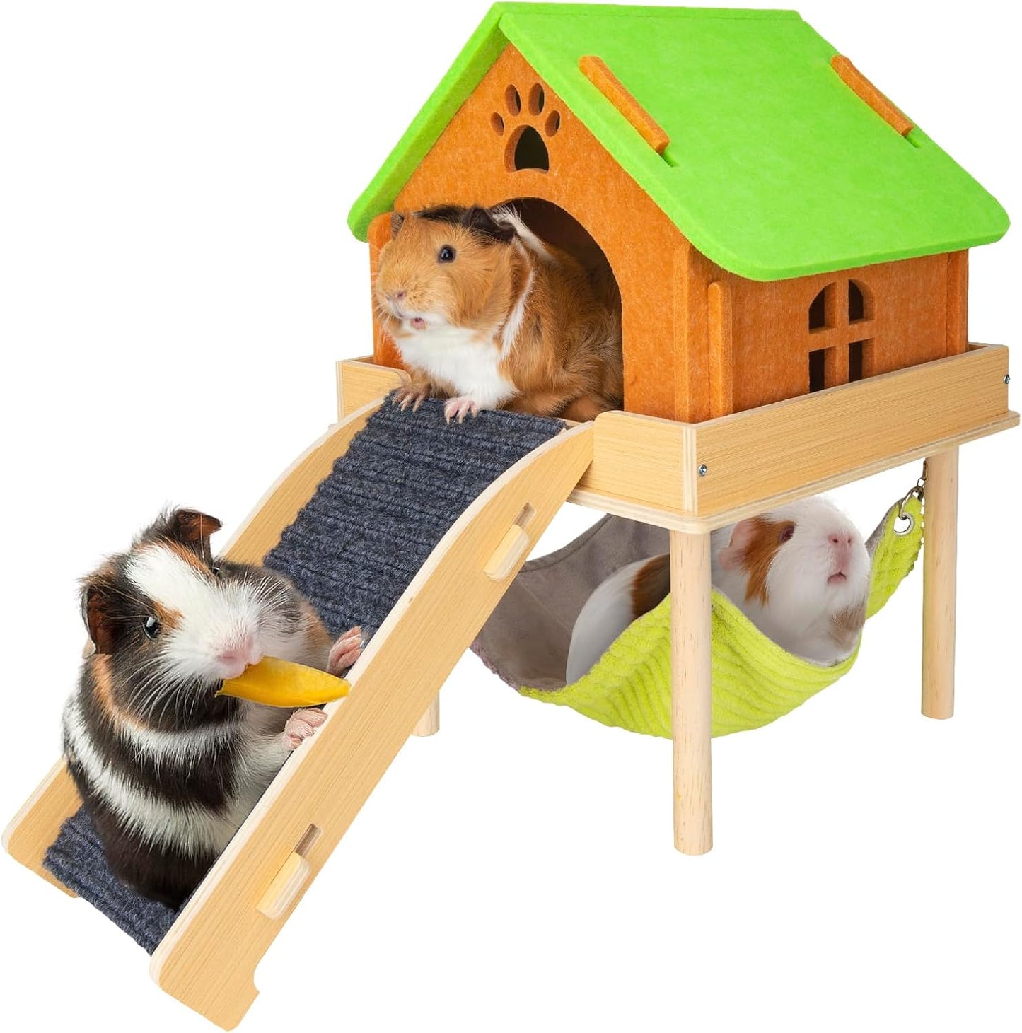 3 in 1 Enlarged Guinea Pig Hammock with House & Platform