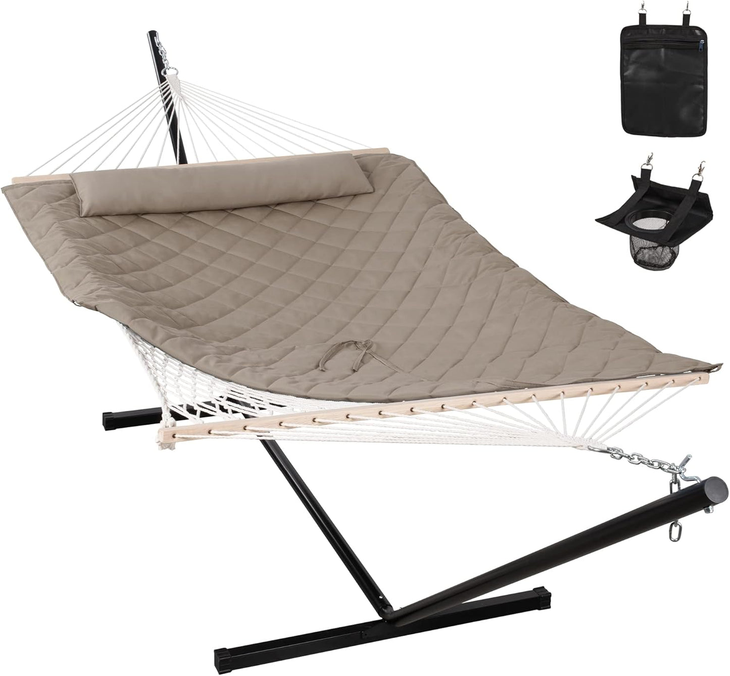 2 Person Hammock with Heavy Duty Steel Stand for Relaxation