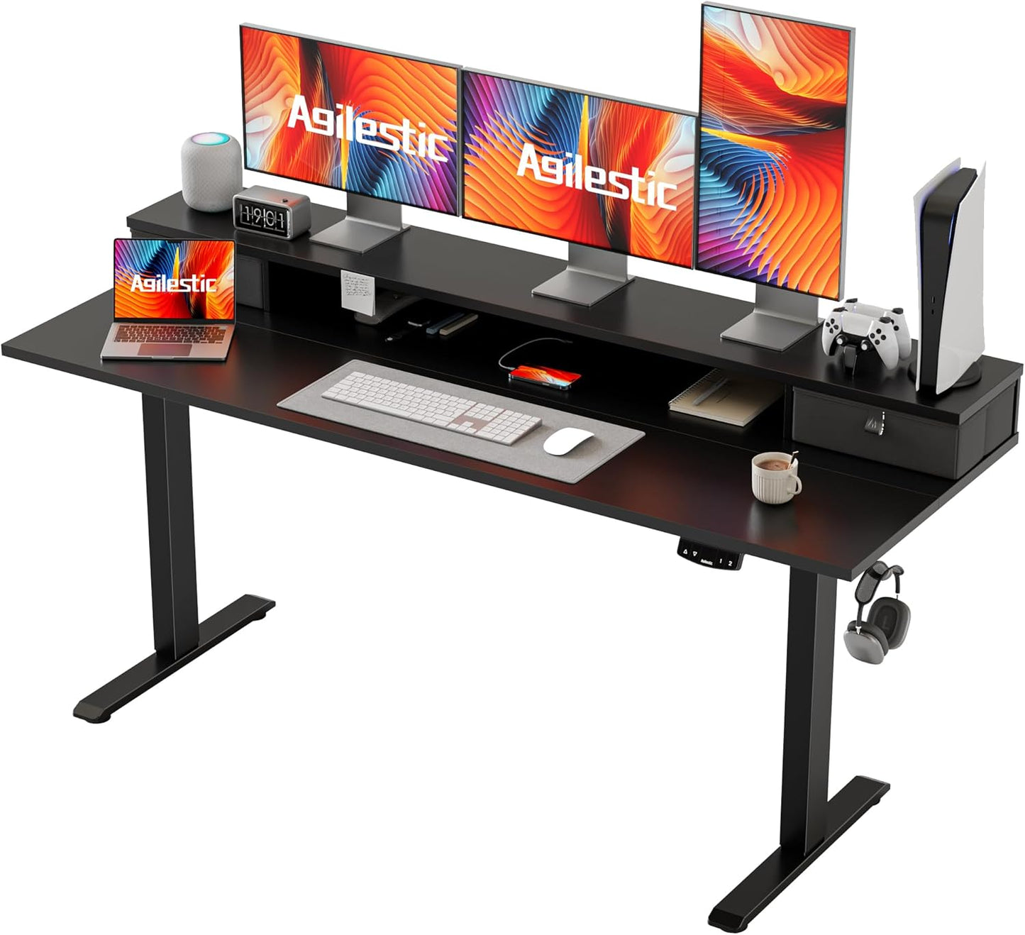 Agilestic Electric Standing Desk with 2 Storage Drawers for Comfort